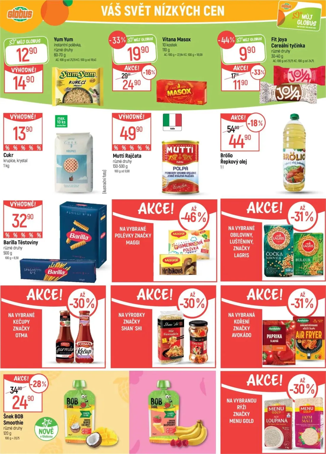 GLOBUS leták, strana 25 z 43 — Vitana MasoX, Brölio Řepkový olej, Šnek BOB Smoothie různé druhy