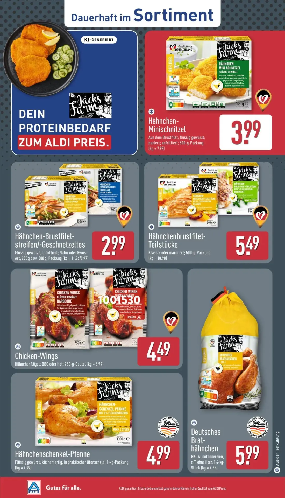 Aldi Nord Prospekt, Seite 33 von 40 — Hähnchen-Minischnitzel, Hähnchen-Brustfilet-streifen/-Geschnetzeltes, Hähnchenbrustfil…