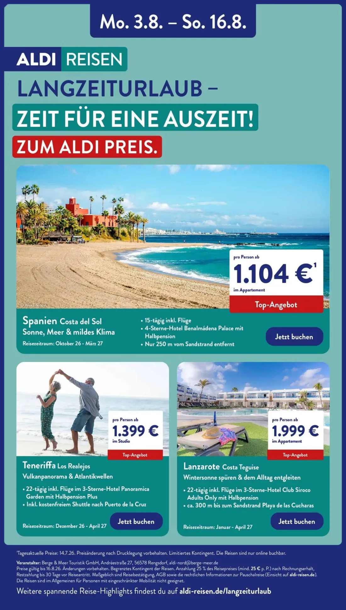 Aldi Nord Prospekt, Seite 39 von 40 — Spanien Costa del Sol, Teneriffa Los Realejos, Lanzarote Costa Teguise