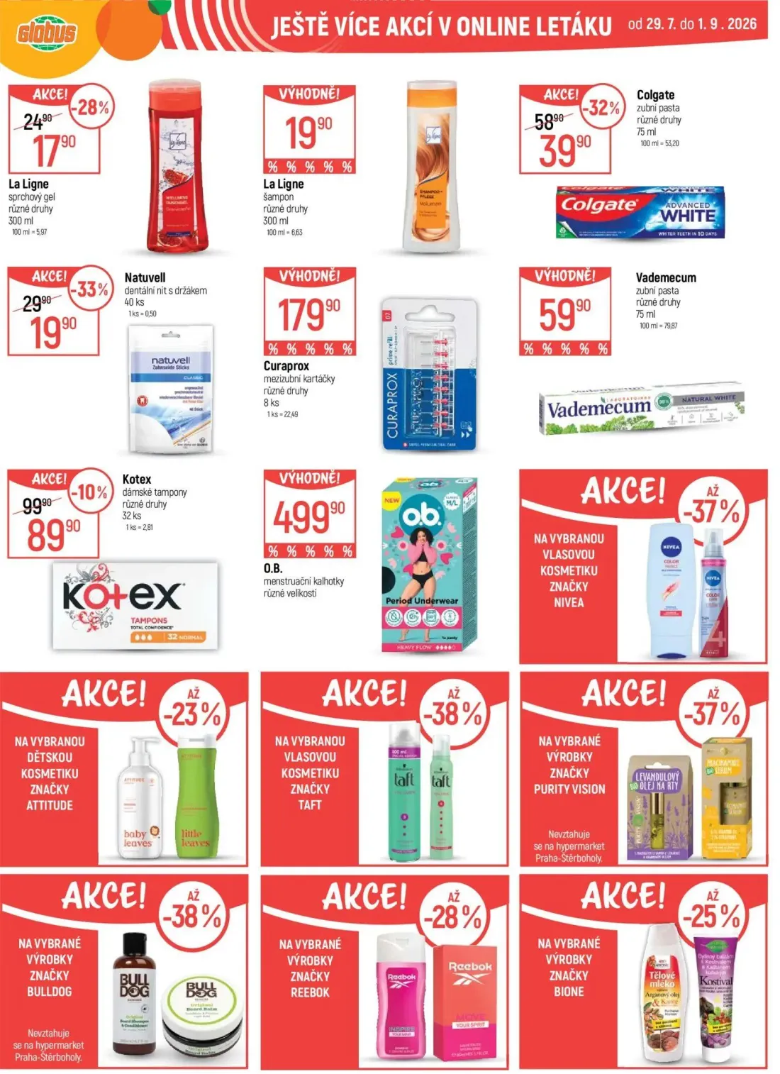 GLOBUS leták, strana 40 z 43 — Colgate zubní pasta, Natuvell dentální nit s držákem, Kotex dámské tampony