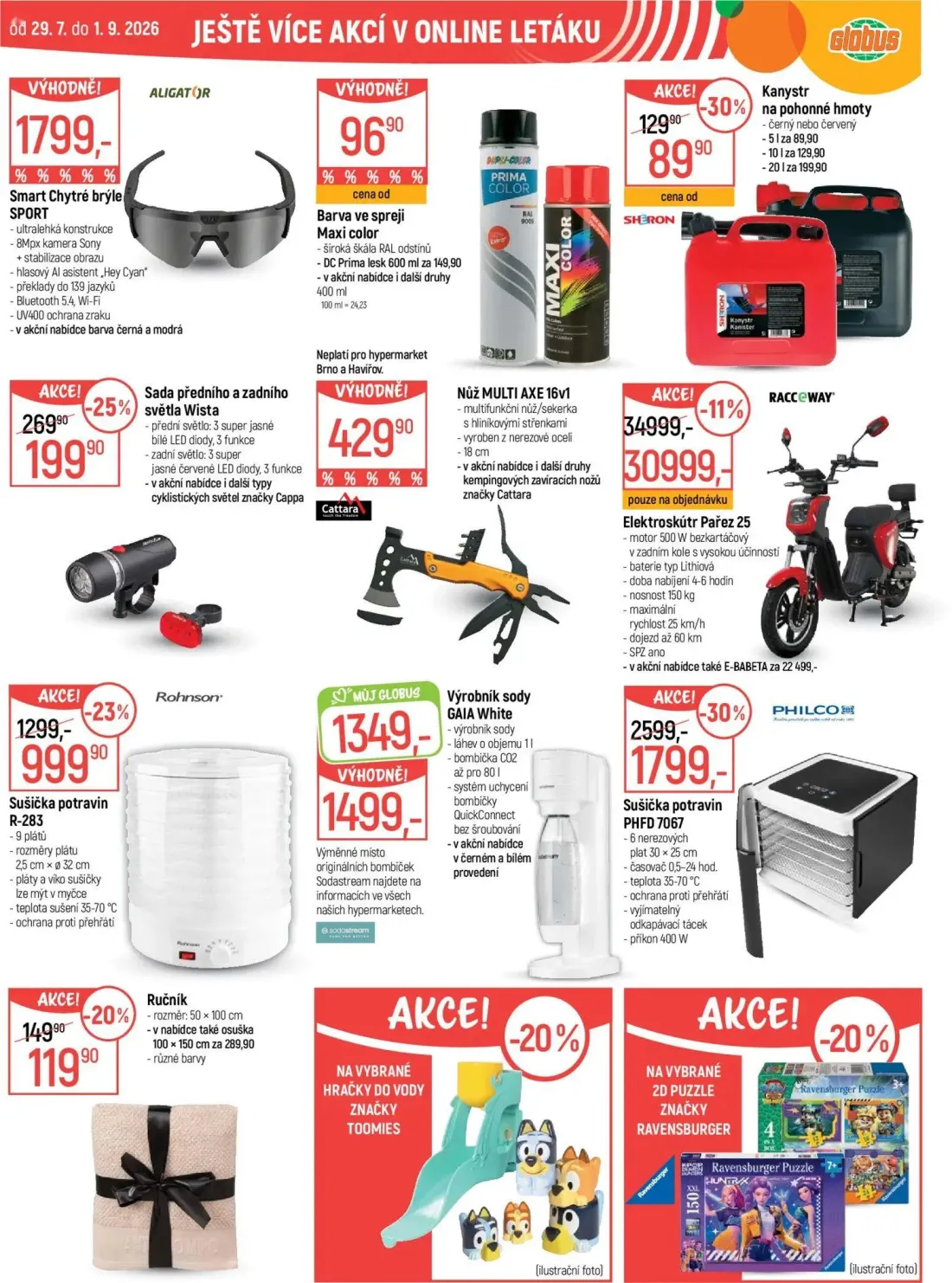 GLOBUS leták, strana 43 z 43 — Elektroskútr Pařez 25, Sušička potravin PHFD 7067, Sušička potravin R-283