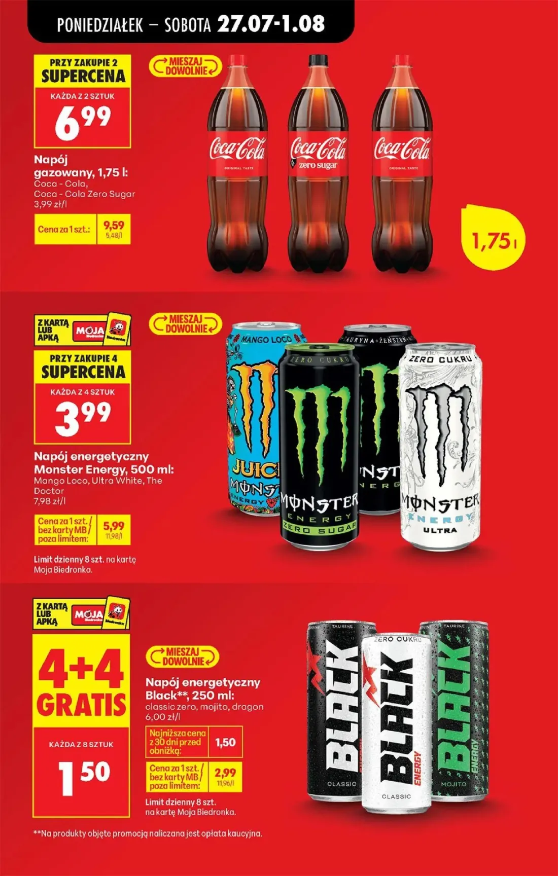 Biedronka gazetka, strona 13 z 93 — Napój gazowany, Coca-Cola, Napój energetyczny Monster Energy, Napój energetyczny Black**