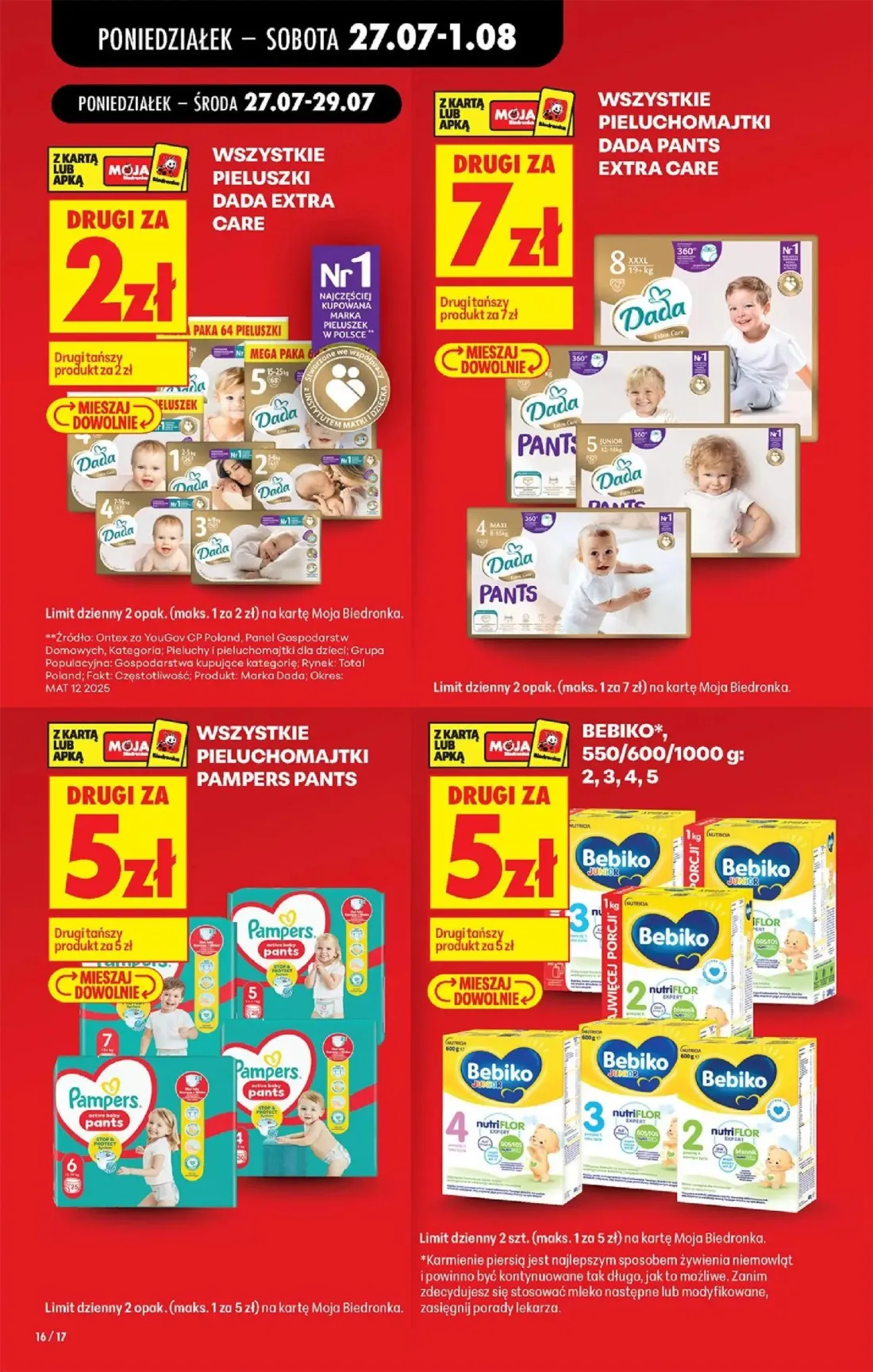 Biedronka gazetka, strona 22 z 93 — PIELUSZKI DADA EXTRA CARE, PIELUCHOMAJTKI DADA PANTS EXTRA CARE, PIELUCHOMAJTKI PAMPERS …