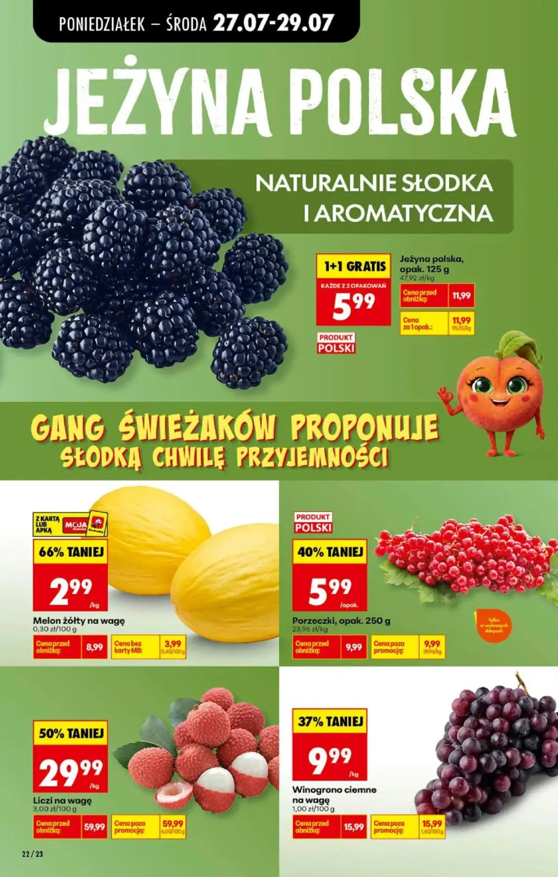 Biedronka gazetka, strona 24 z 93 — Liczi na wagę, Jeżyna polska, Melon żółty na wagę