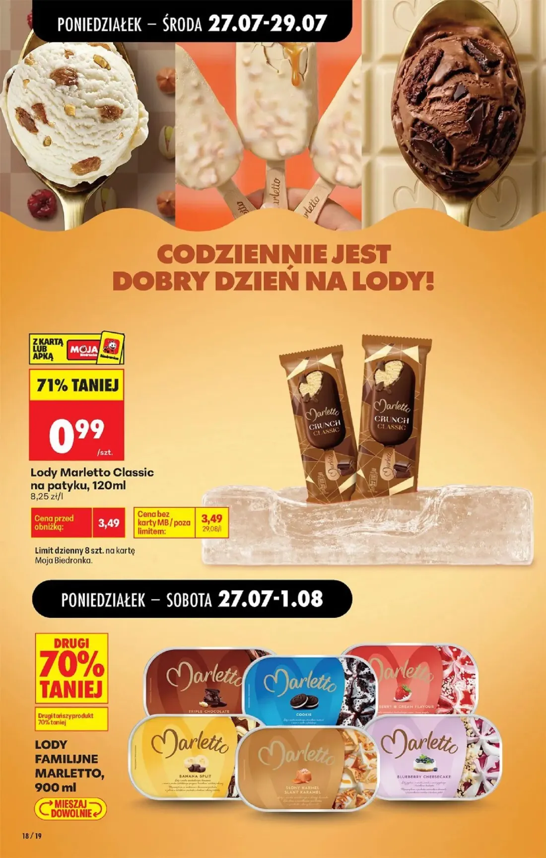 Biedronka gazetka, strona 30 z 93 — Lody Marletto Classic na patyku