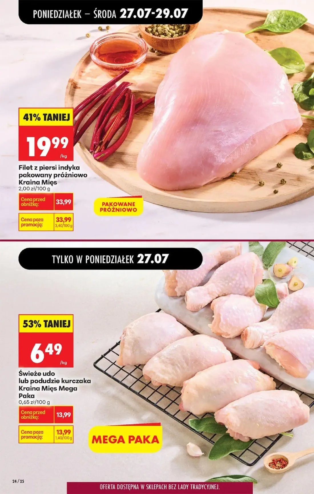 Biedronka gazetka, strona 32 z 93 — Filet z piersi indyka pakowany próżniowo Kraina Mięs, Świeże udo lub podudzie kurczaka K…