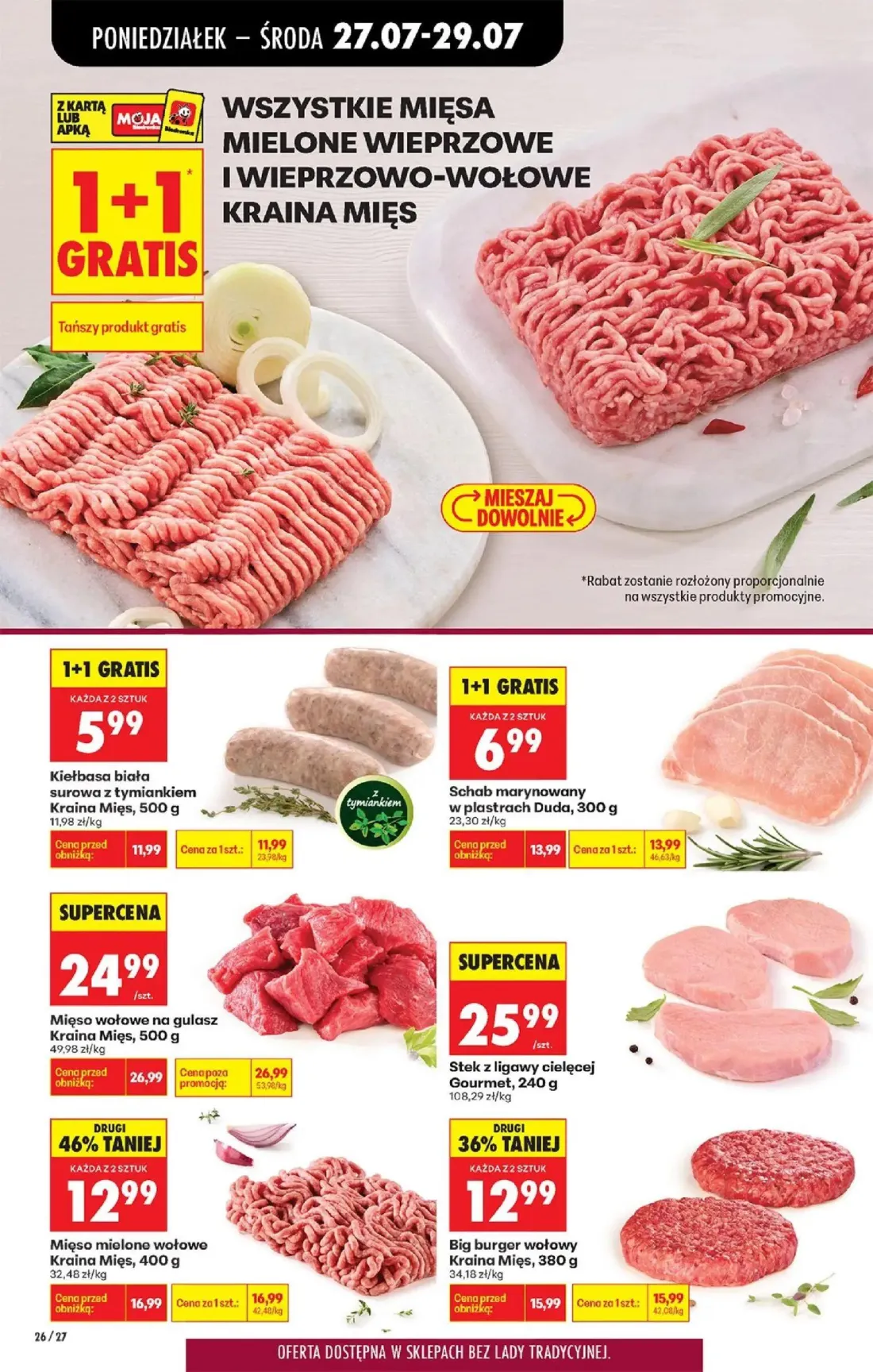 Biedronka gazetka, strona 34 z 93 — Schab marynowany w plastrach Duda, Kiełbasa biała surowa z tymiankiem Kraina Mięs, Mięso…