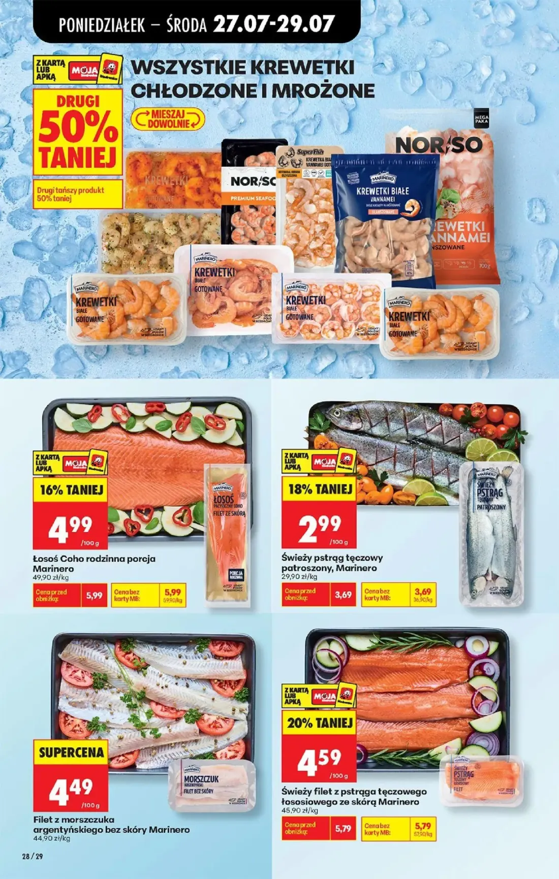 Biedronka gazetka, strona 44 z 93 — Świeży filet z pstrąga tęczowego łososiowego ze skórą Marinero, Łosoś Coho rodzinna porc…