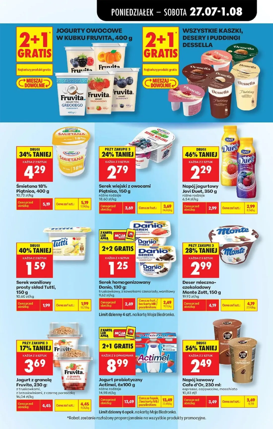Biedronka gazetka, strona 49 z 93 — Jogurt probiotyczny Actimel, Serek homogenizowany Danio, Deser mleczno-czekoladowy Monte…