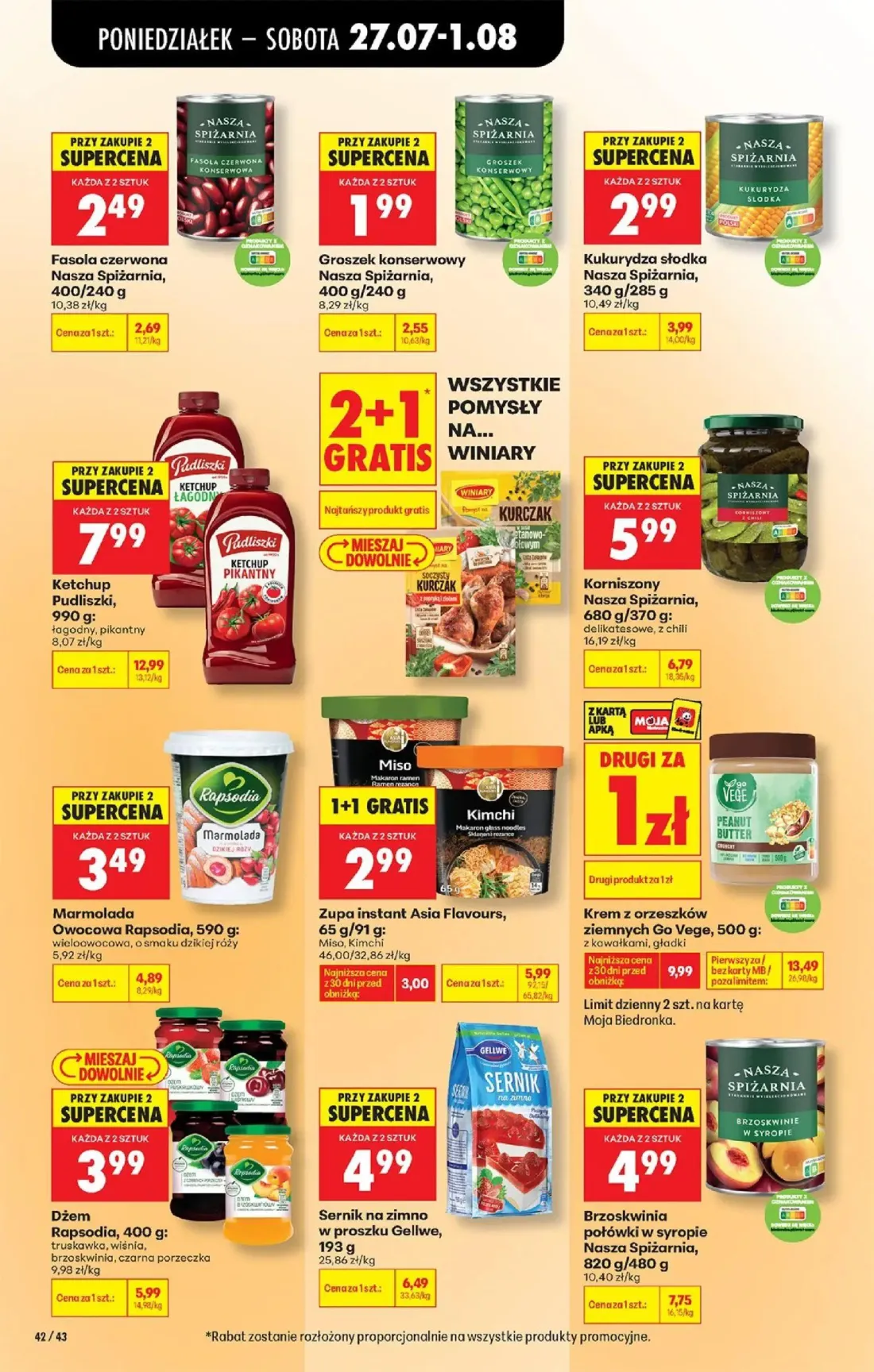 Biedronka gazetka, strona 60 z 93 — Ketchup Pudliszki, Zupa instant Asia Flavours, Miso, Kimchi, Brzoskwinia połówki w syrop…