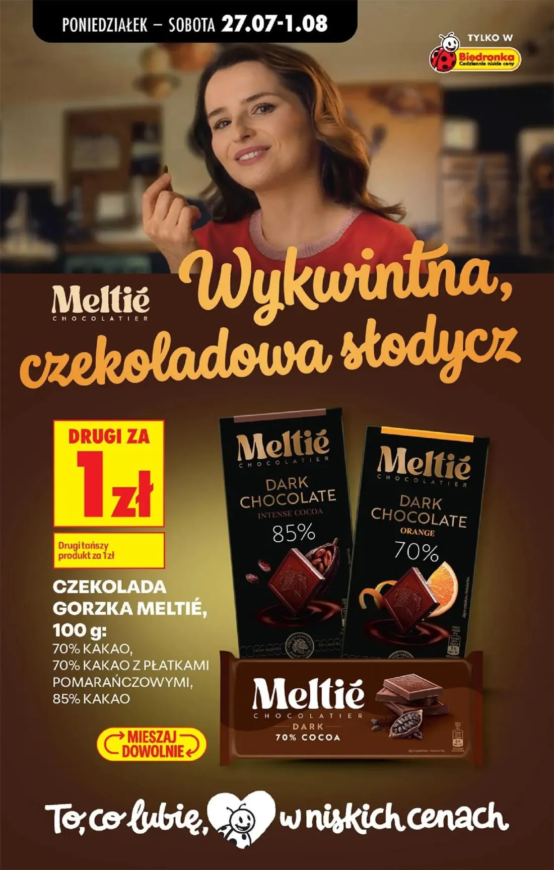 Biedronka gazetka, strona 66 z 93 — Meltie CHOCOLATIER DARK CHOCOLATE INTENSE COCOA 85%, Meltie CHOCOLATIER DARK CHOCOLATE O…