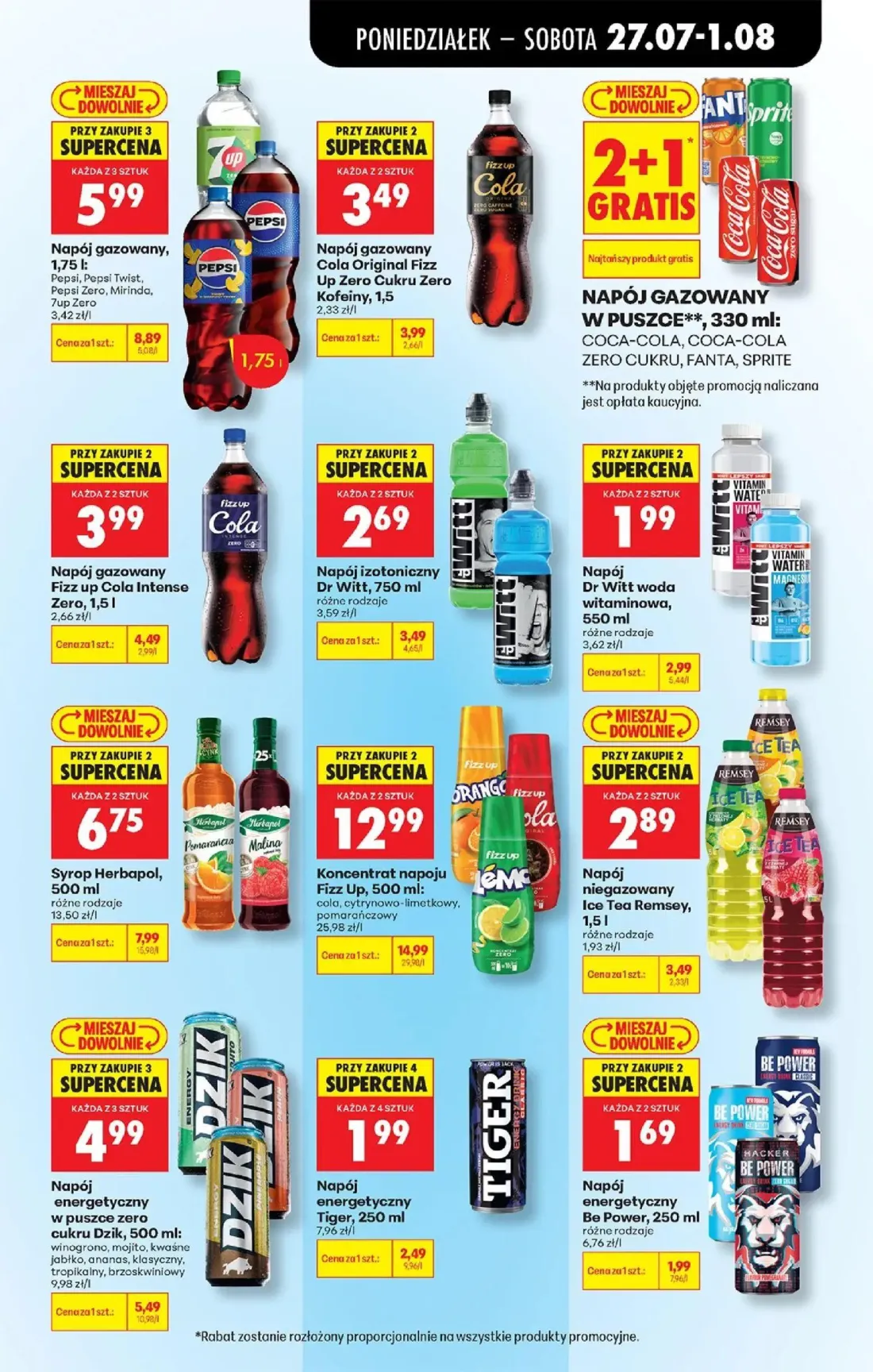Biedronka gazetka, strona 71 z 93 — Napój gazowany, Pepsi, Pepsi Twist, Pepsi Zero, Mirinda, 7up Zero, Koncentrat napoju Fiz…
