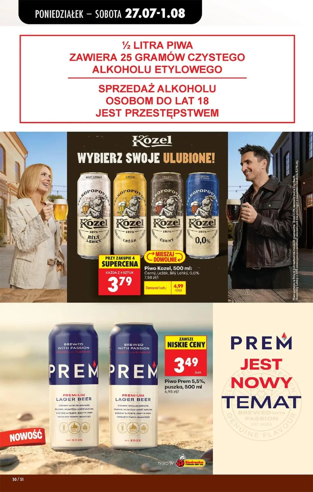 Biedronka gazetka, strona 74 z 93 — Piwo Kozel, Piwo Prem 5,5%