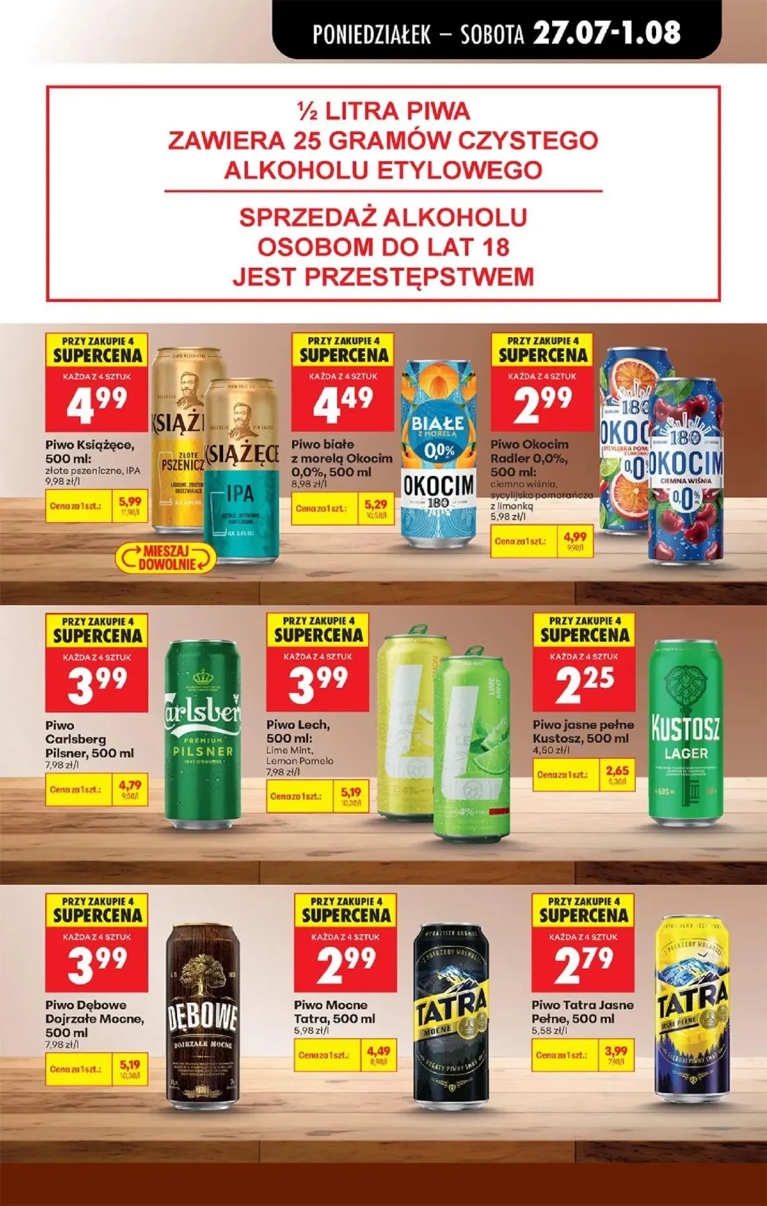 Biedronka gazetka, strona 75 z 93 — Piwo Okocim Radler 0,0%, Piwo Mocne Tatra, Piwo Lech