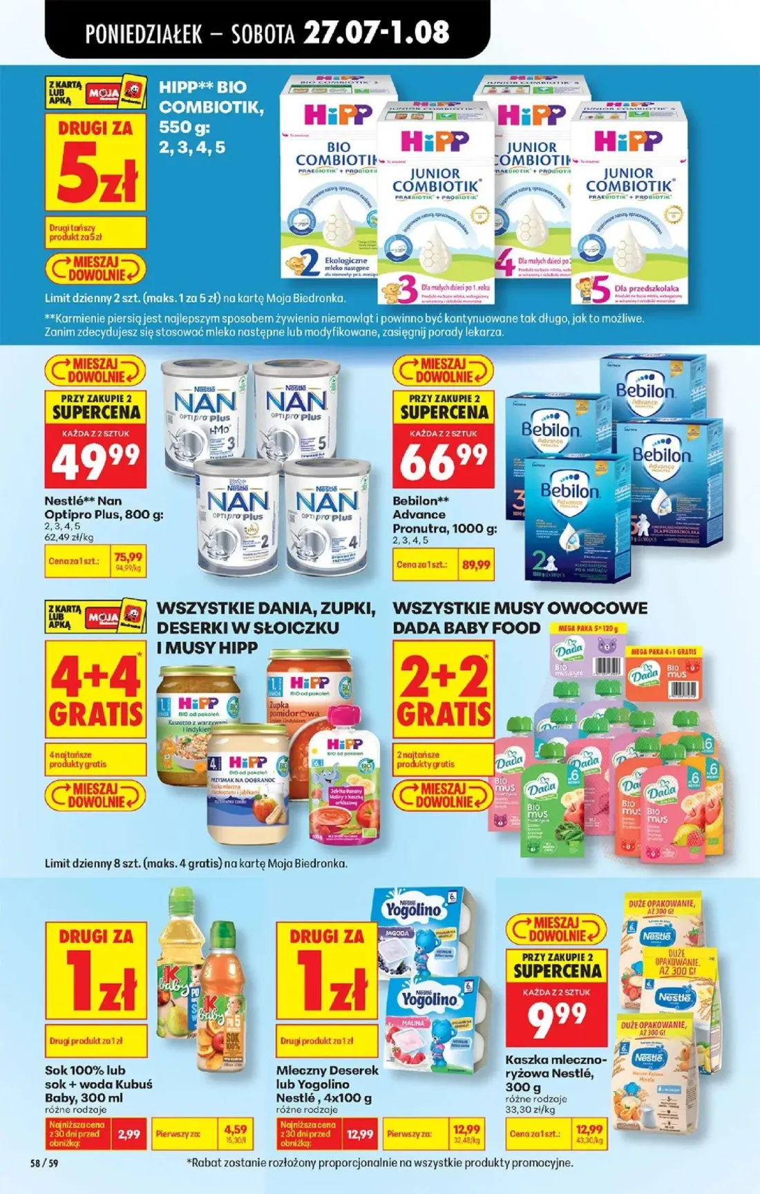 Biedronka gazetka, strona 84 z 93 — Nestlé** Nan Optipro Plus, Bebilon** Advance Pronutra, Sok 100% lub sok + woda Kubuś Baby