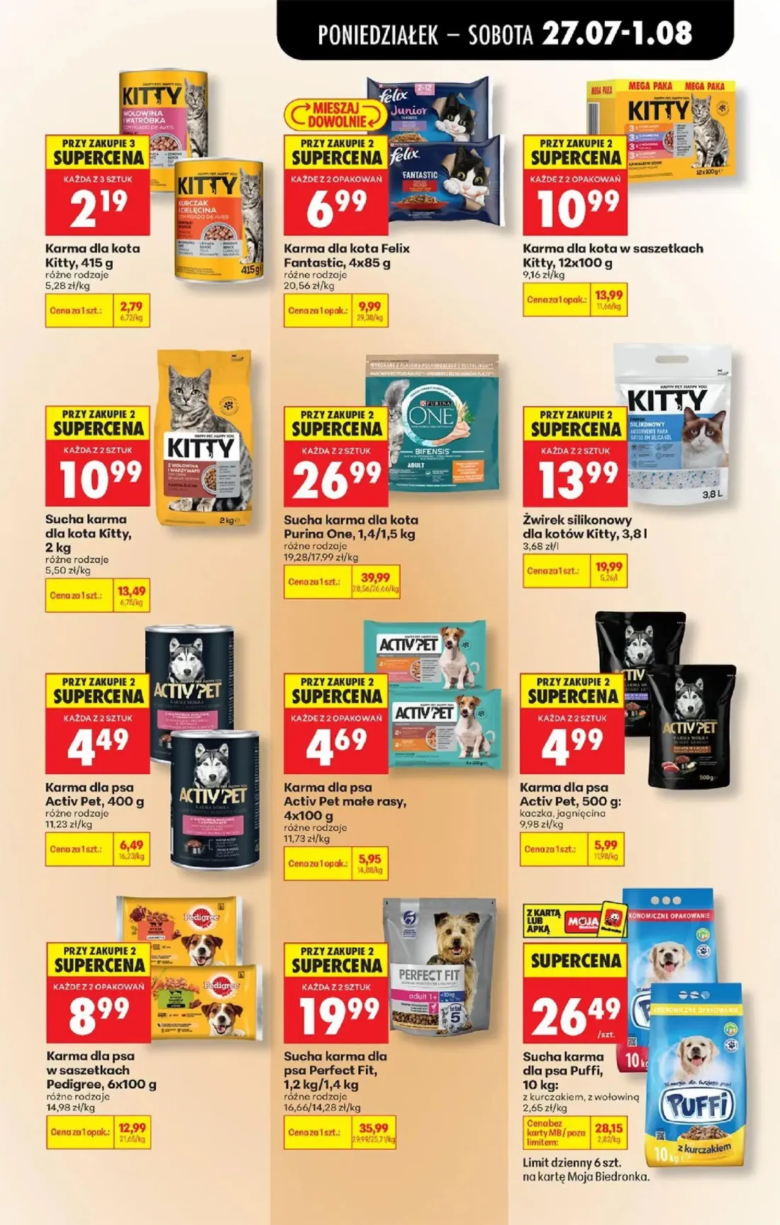 Biedronka gazetka, strona 89 z 93 — Sucha karma dla psa Perfect Fit, Sucha karma dla kota Purina One, Żwirek silikonowy dla …