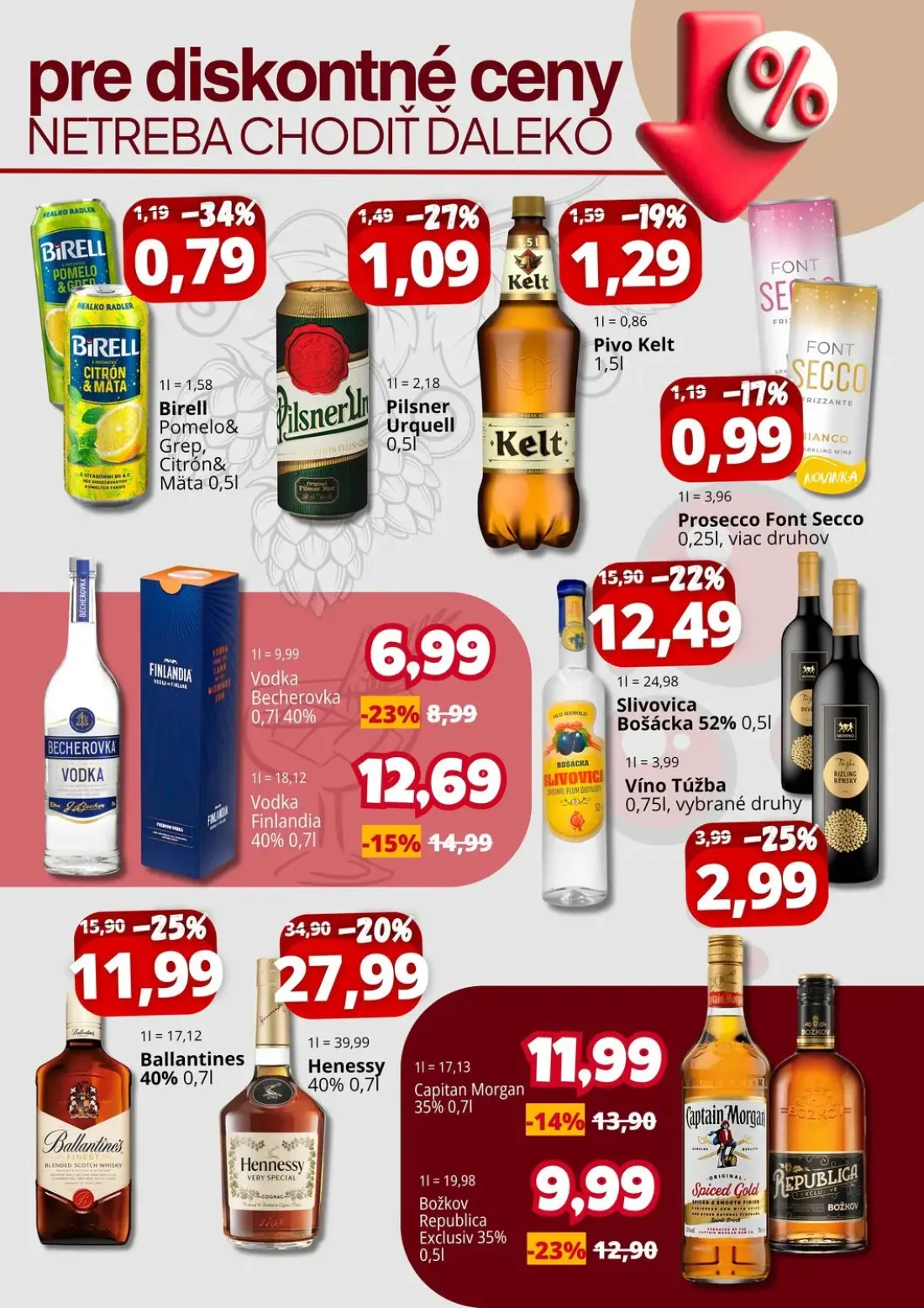 Cba Komfos leták, strana 4 z 4 — Hennessy, Ballantines, Slivovica Bošácka
