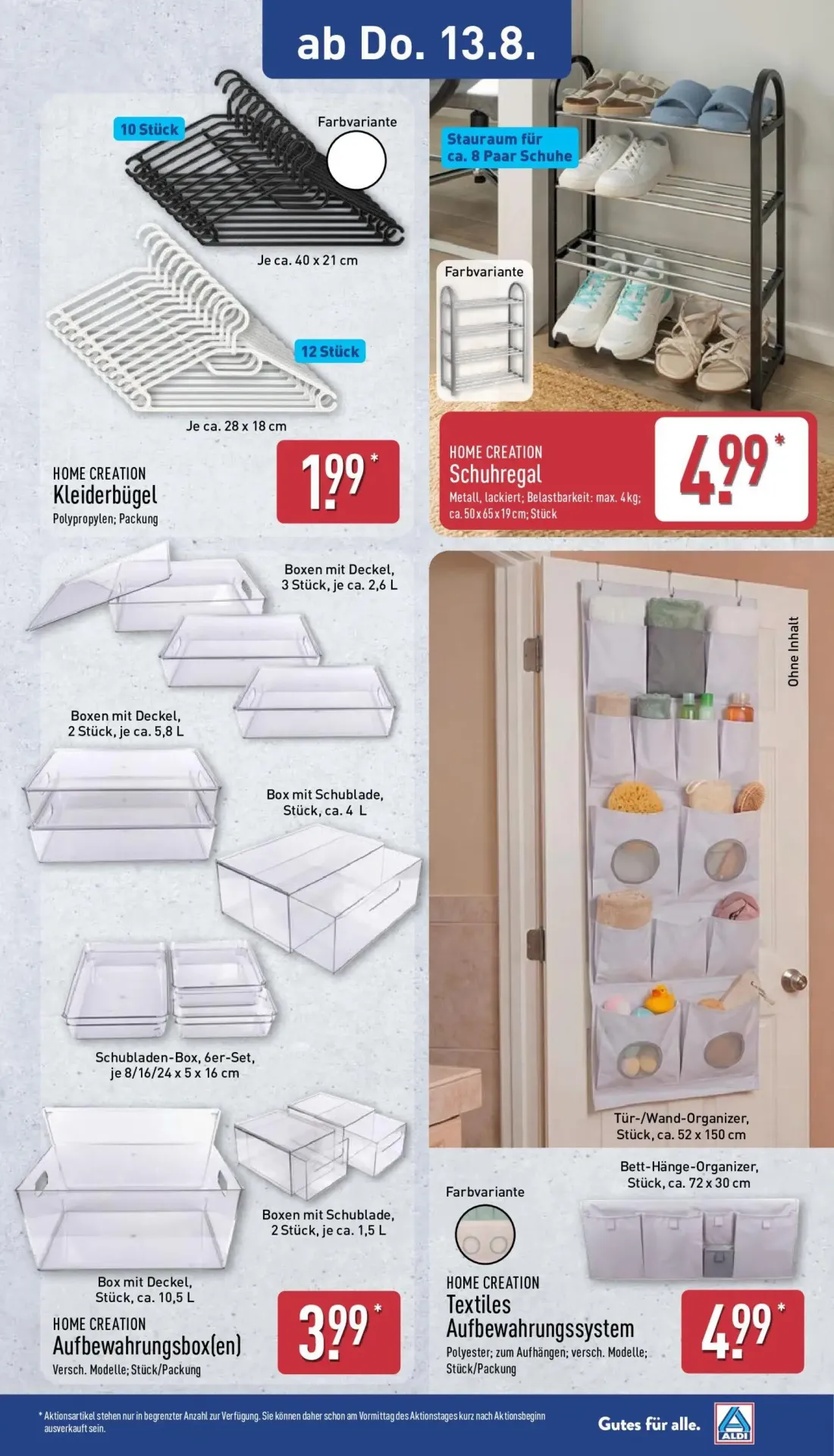 Aldi Nord Prospekt, Seite 12 von 14 — Kleiderbügel, Schuhregal, Aufbewahrungsbox(en)