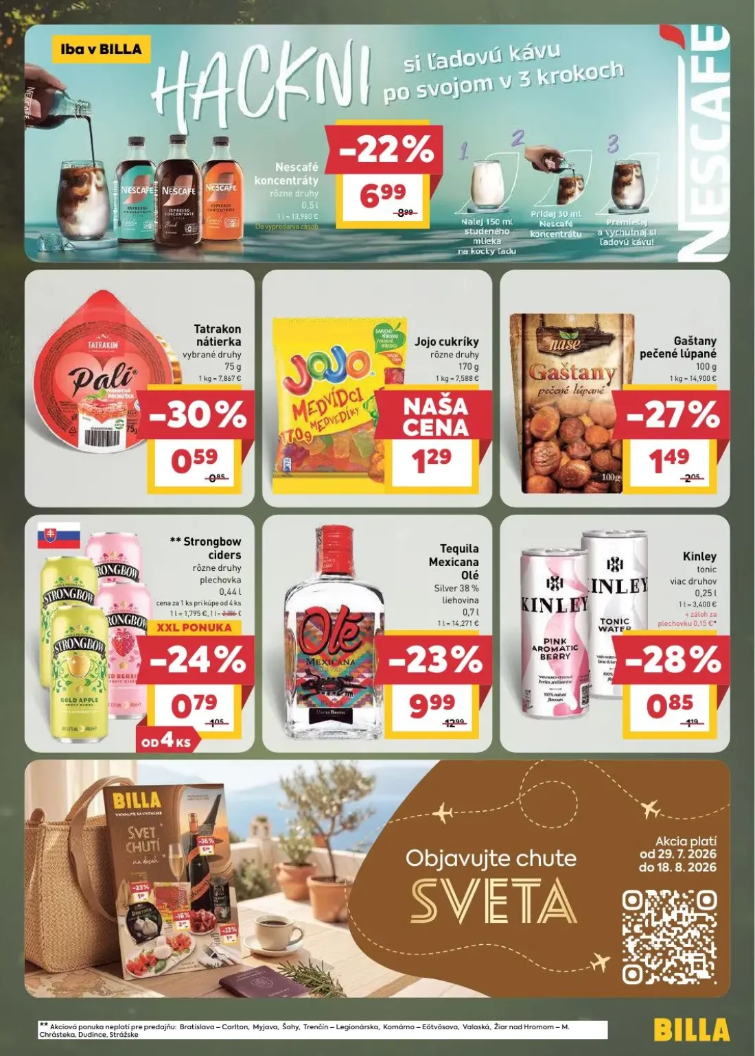 Billa leták, strana 15 z 33 — Tequila Mexicana Olé, Nescafé koncentráty, Gaštany pečené lúpané