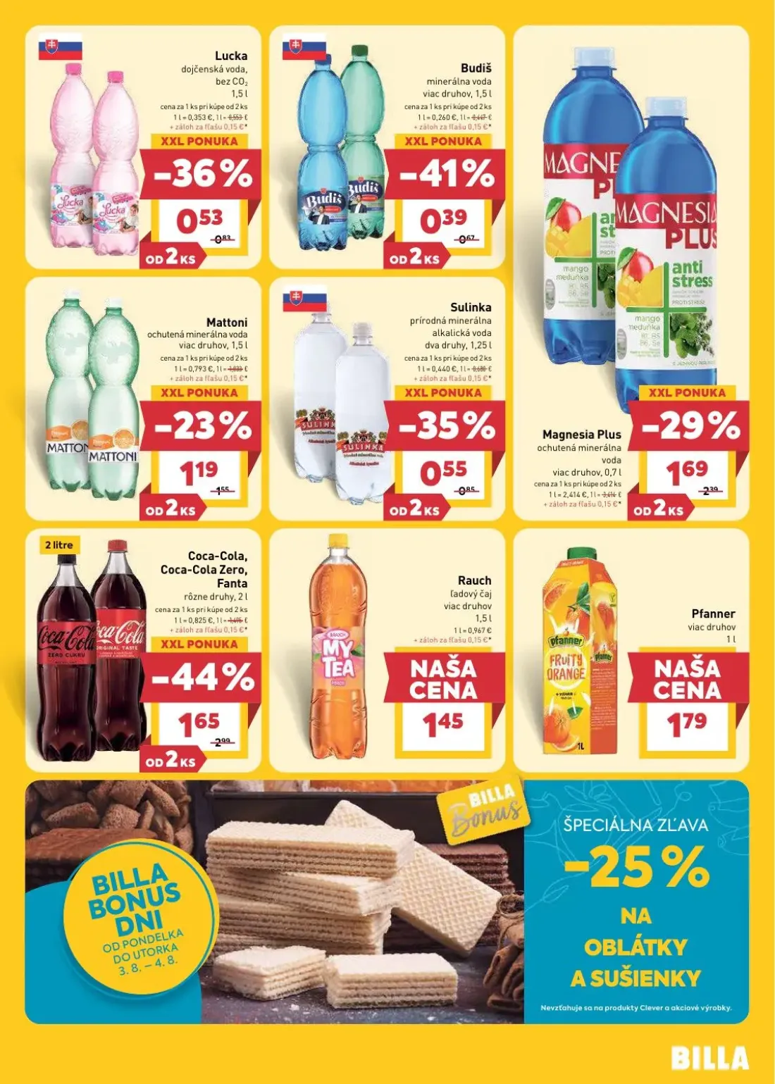Billa leták, strana 21 z 33 — Coca-Cola, Coca-Cola Zero, Fanta rôzne druhy, Magnesia Plus ochutená minerálna voda viac druho…