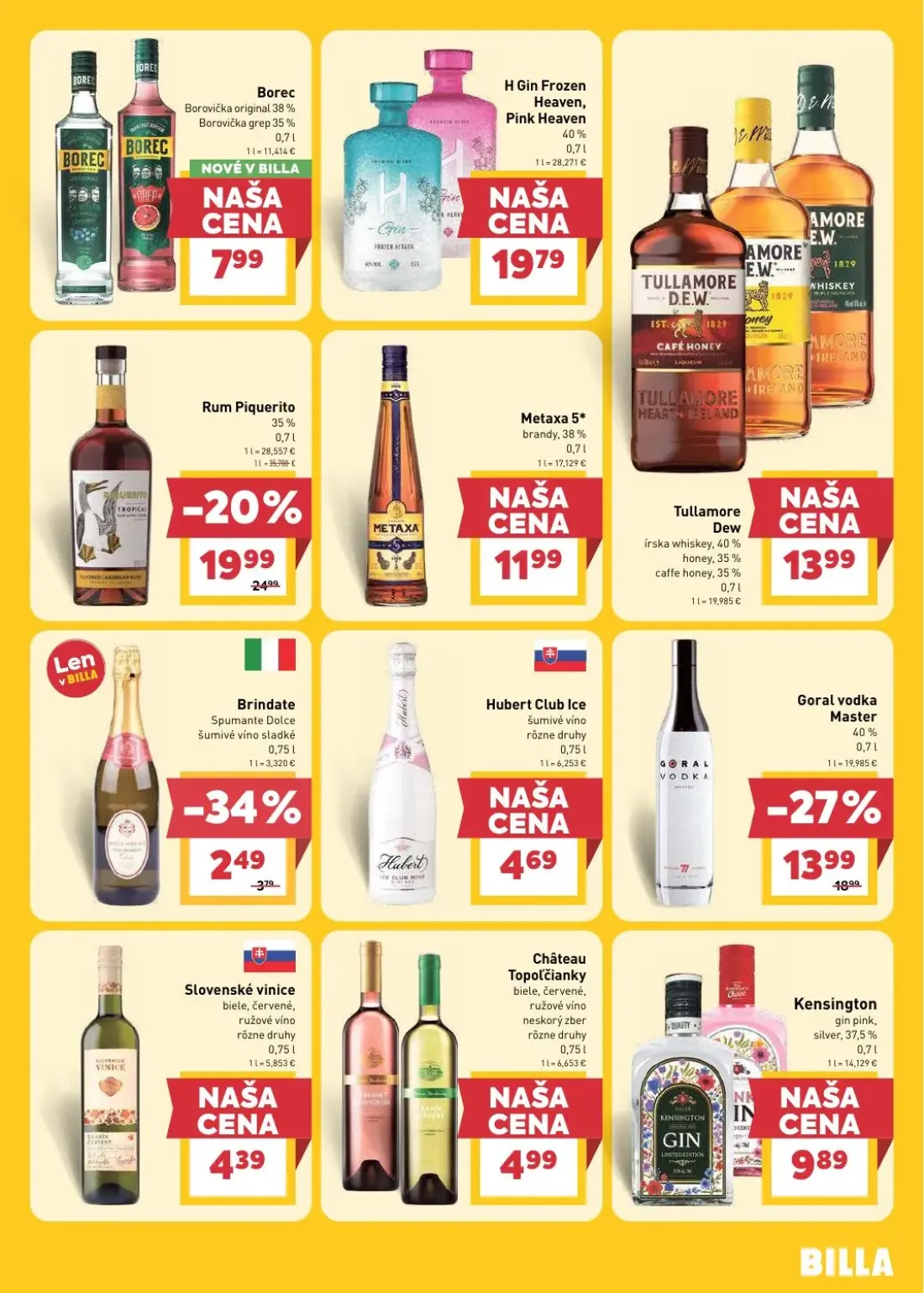 Billa leták, strana 23 z 33 — Rum Piquerito, Goral vodka Master, Brindate Spumante Dolce