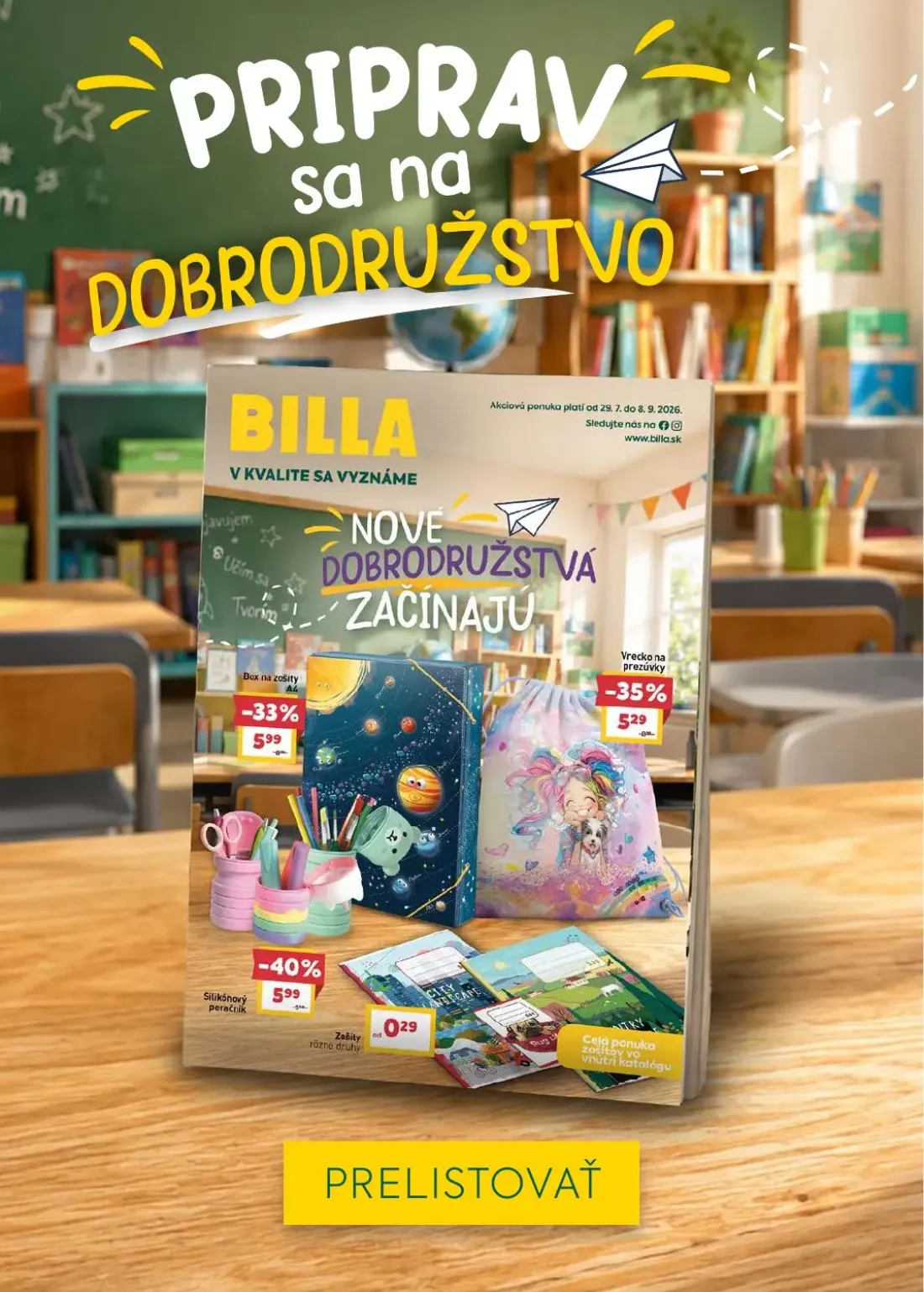 Billa leták, strana 30 z 33 — Box na zošity A4, Vrecko na prezúvky, Silikónový peračník