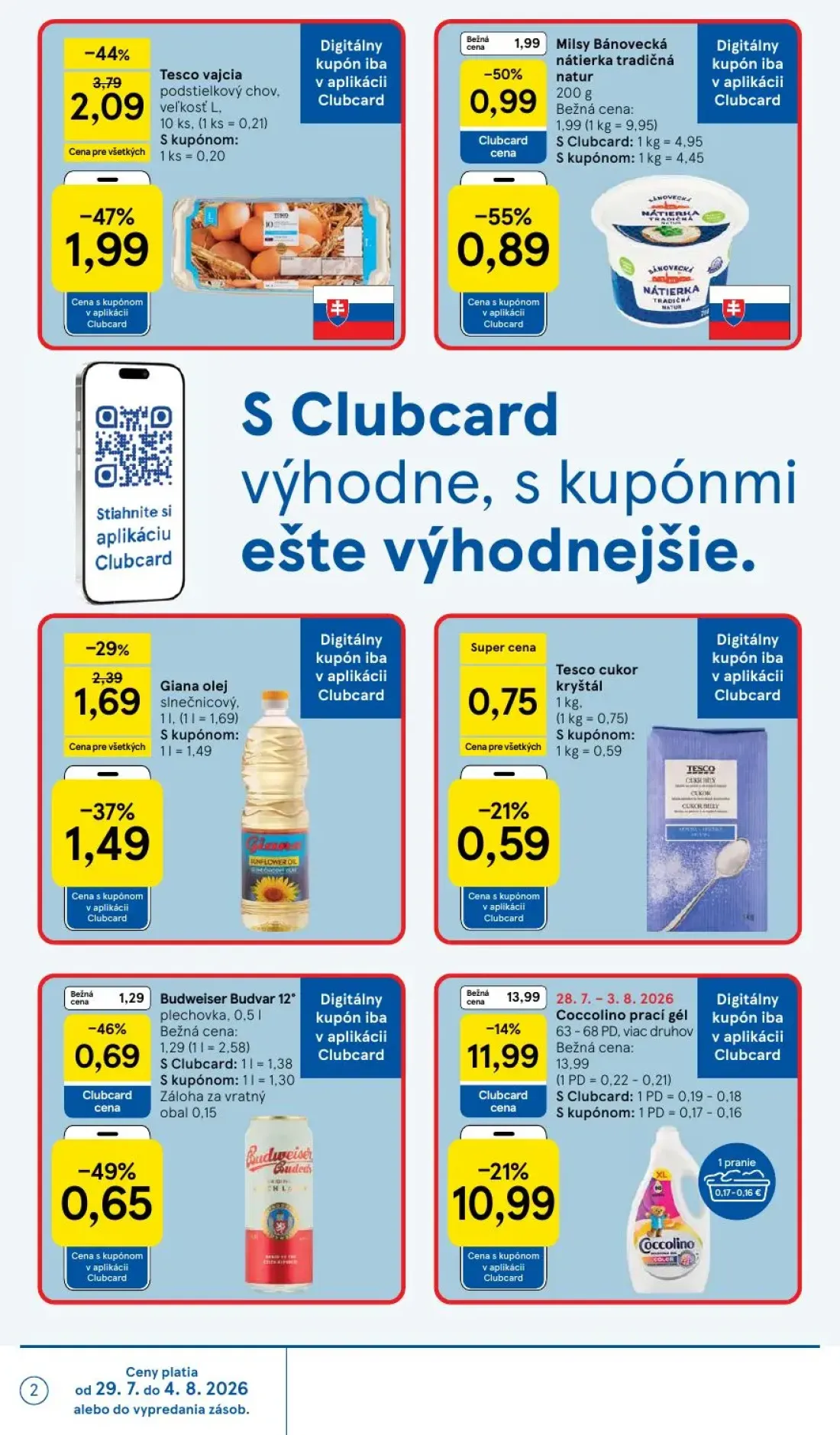 Tesco leták, strana 2 z 53 — Coccolino prací gél, Tesco vajcia podstielkový chov, veľkosť L., Milsy Bánovecká nátierka tradi…