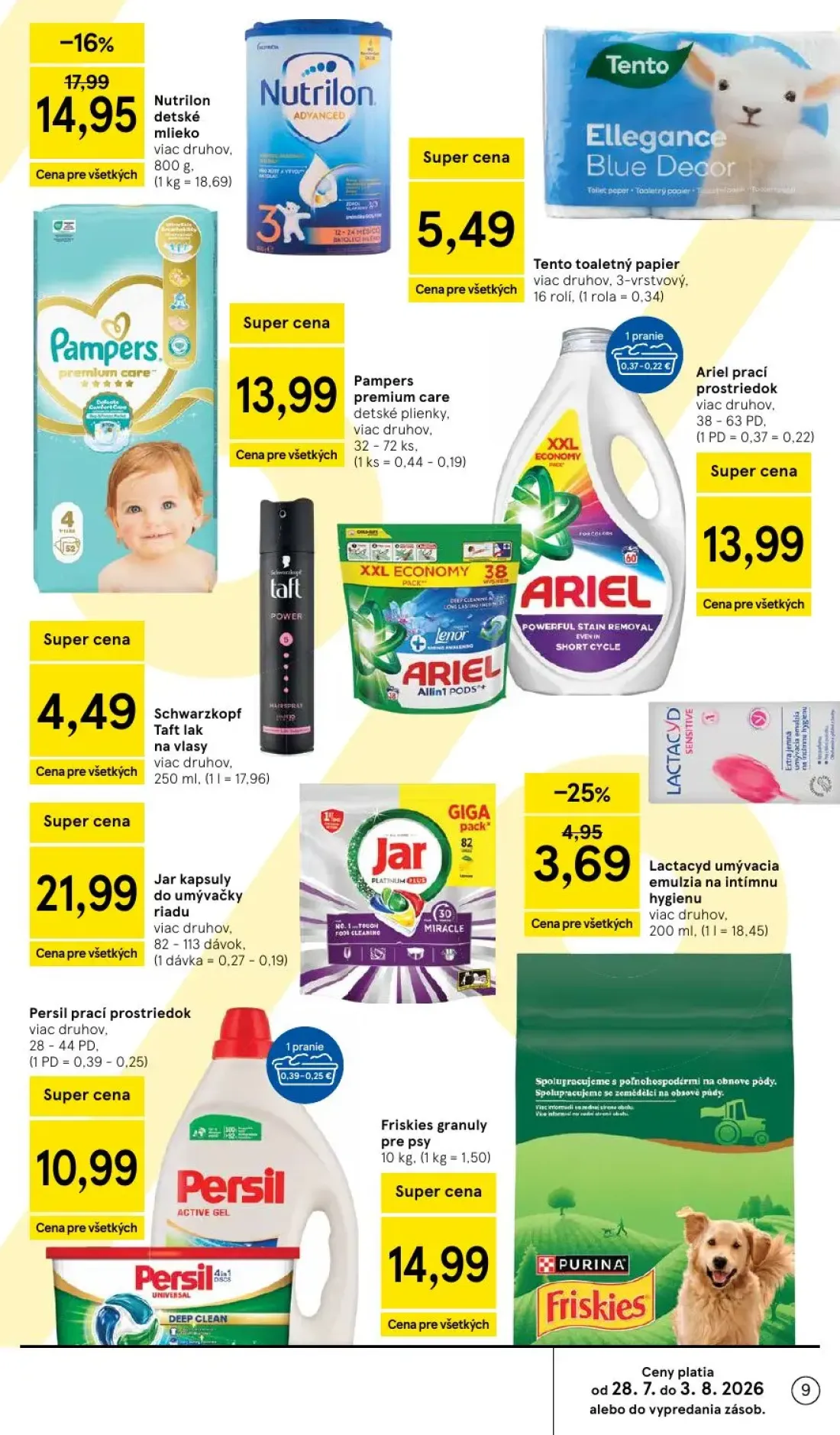 Tesco leták, strana 9 z 53 — Nutrilon detské mlieko, Lactacyd umývacia emulzia na intímnu hygienu, Tento toaletný papier