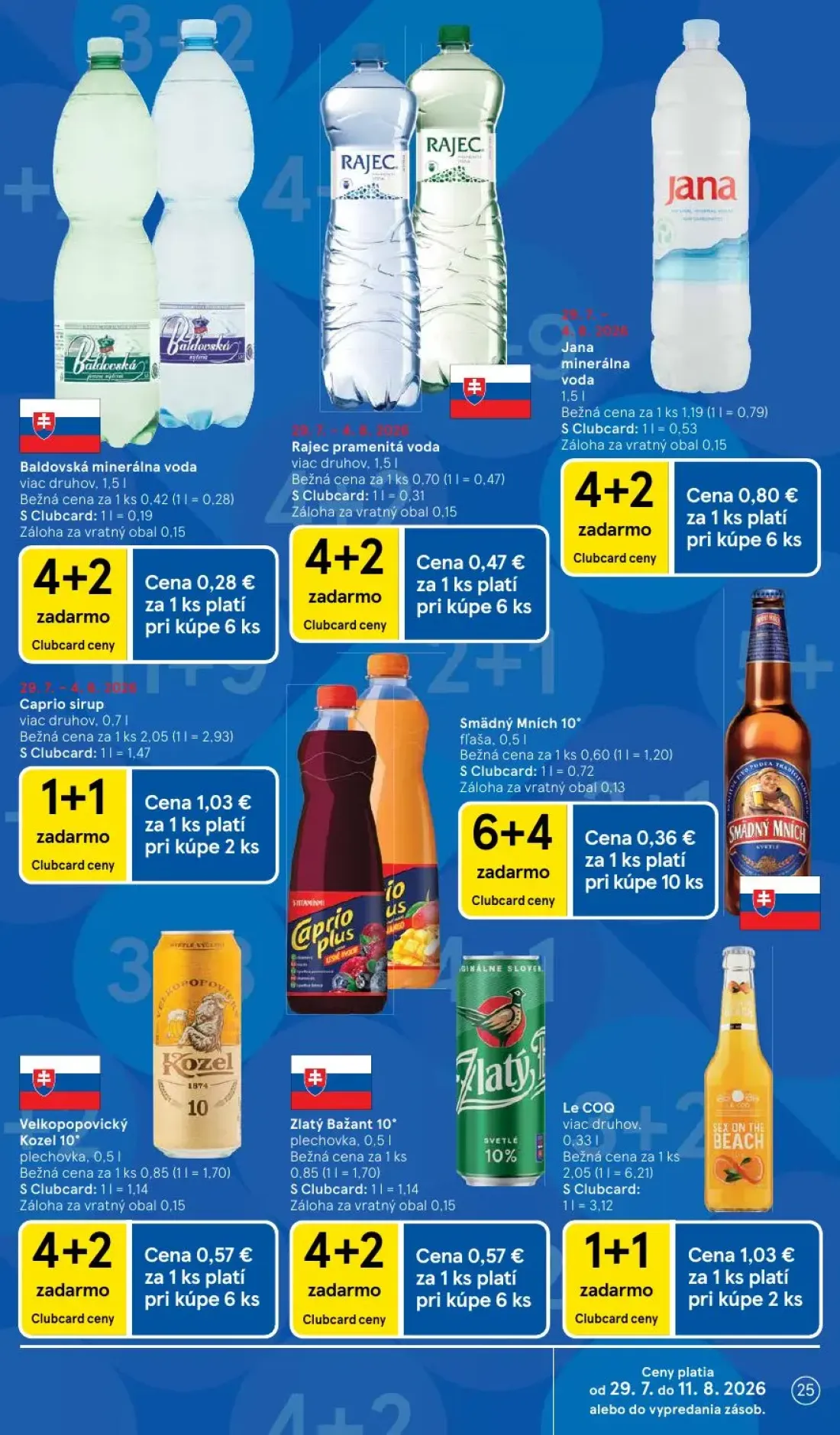 Tesco leták, strana 25 z 53 — Caprio sirup, Le COQ, Jana minerálna voda