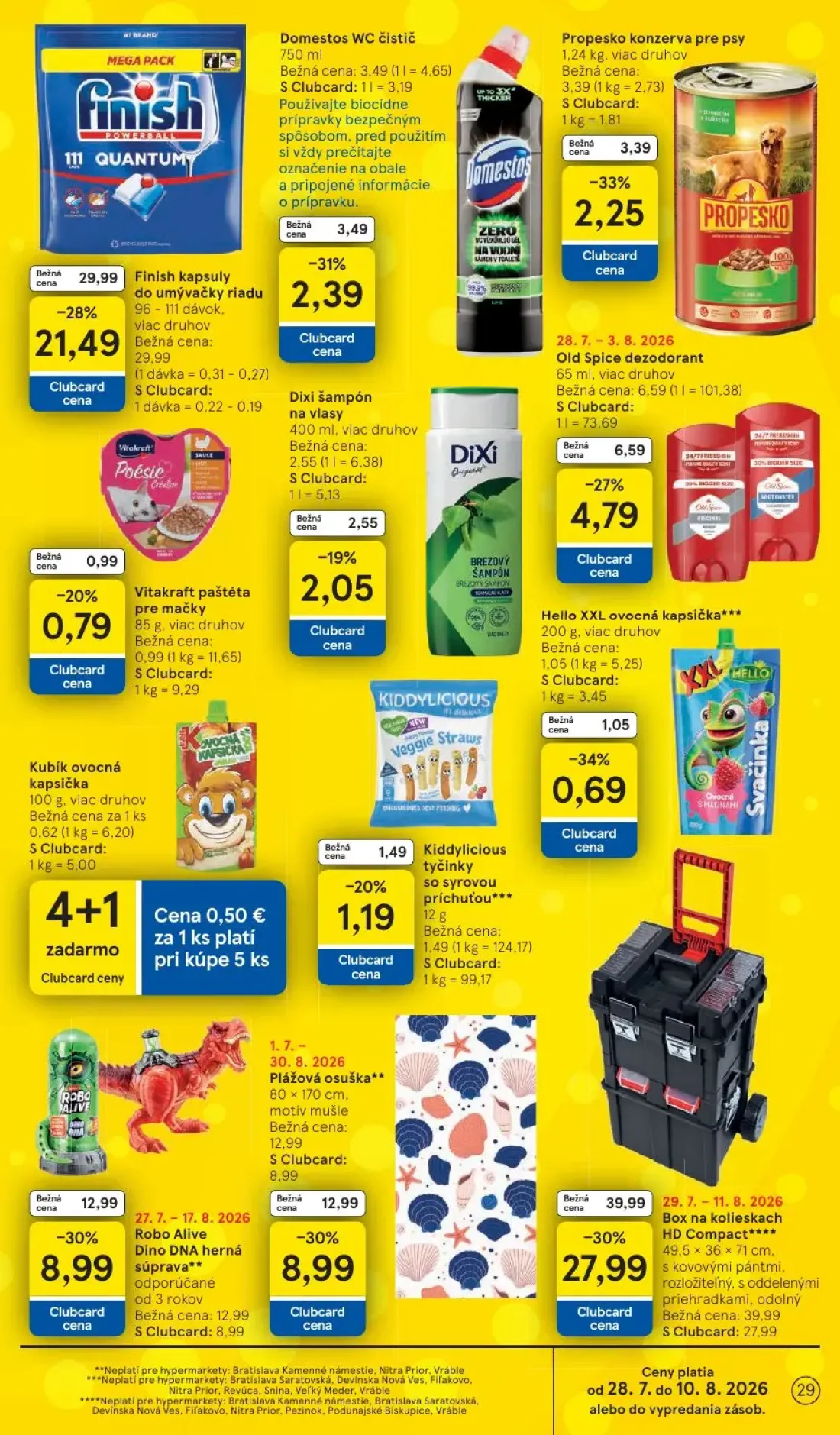 Tesco leták, strana 29 z 53 — Box na kolieskach HD Compact, Finish kapsuly do umývačky riadu, Robo Alive Dino DNA herná súpr…