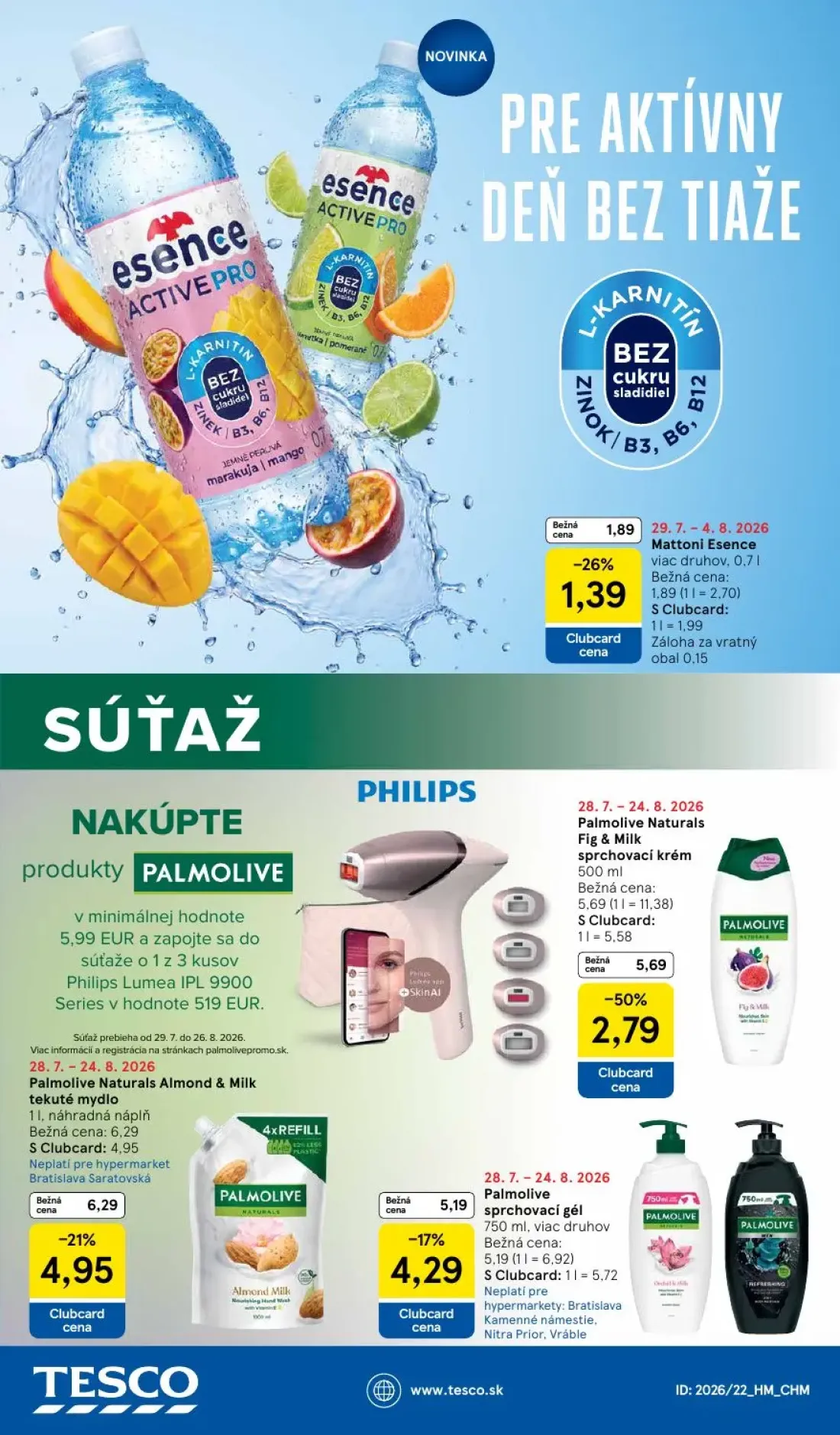 Tesco leták, strana 53 z 53 — Palmolive Naturals Fig & Milk sprchovací krém, Palmolive Naturals Almond & Milk tekuté mydlo, …
