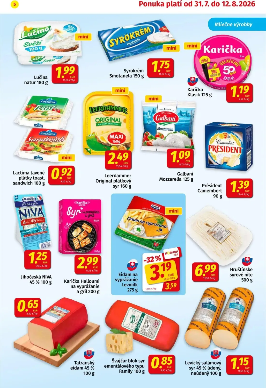 Koruna leták, strana 5 z 24 — Eidam na vyprážanie Levmilk, Lučina natur, Syrokrém Smotanela