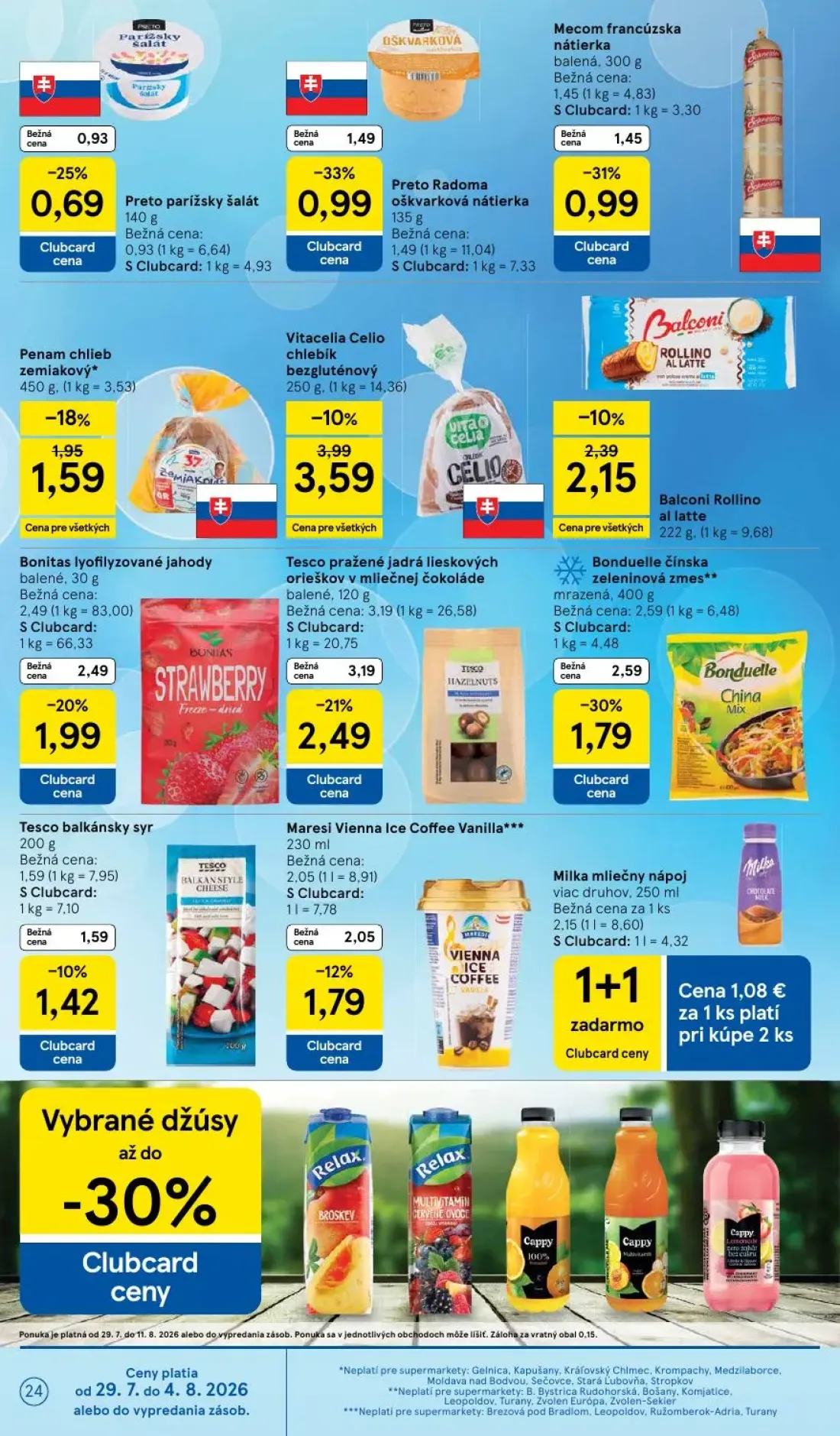 Tesco Supermarket leták, strana 24 z 30 — Milka mliečny nápoj viac druhov, Bonduelle čínska zeleninová zmes**, Tesco pražené…