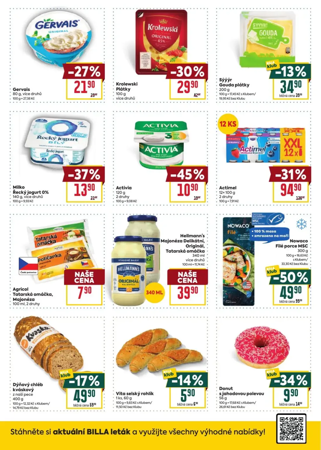 Billa leták, strana 4 z 8 — Nowaco Filé porce MSC, Actimel, Krolewski Plátky