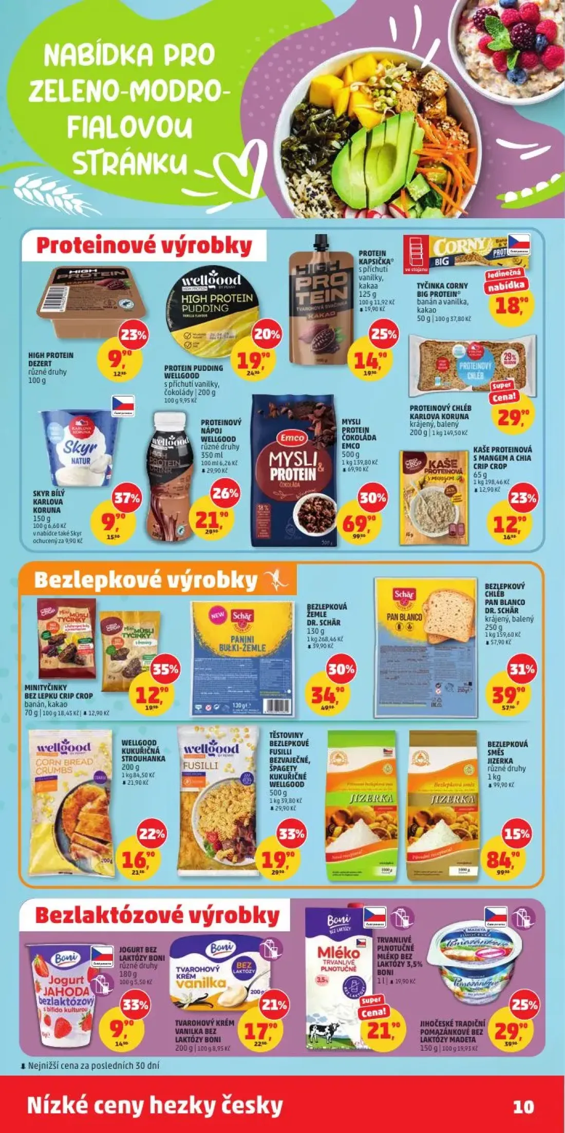 PENNY leták, strana 10 z 31 — MYSLI PROTEIN ČOKOLÁDA EMCO, BEZLEPKOVÝ CHLÉB PAN BLANCO DR. SCHÄR, BEZLEPKOVÁ ŽEMLE DR. SCHÄR