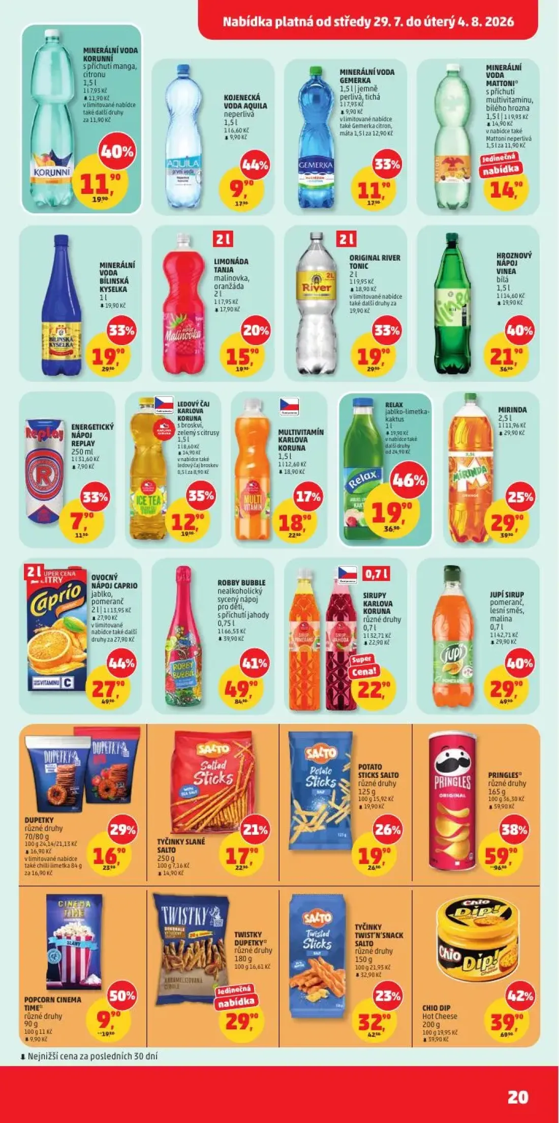 PENNY leták, strana 20 z 31 — PRINGLES různé druhy, ROBBY BUBBLE nealkoholický sycený nápoj pro děti, s příchutí jahody, CHI…