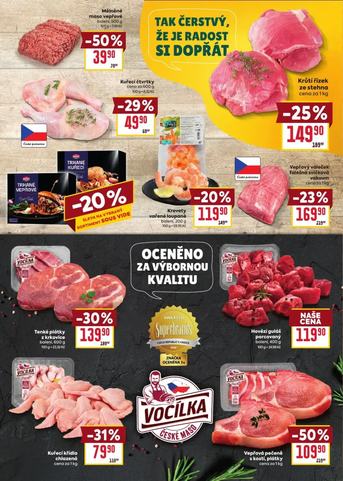 Billa leták, strana 3 z 38 — Vepřová pečeně s kostí, plátky, Tenké plátky z krkovice, Krůtí řízek ze stehna