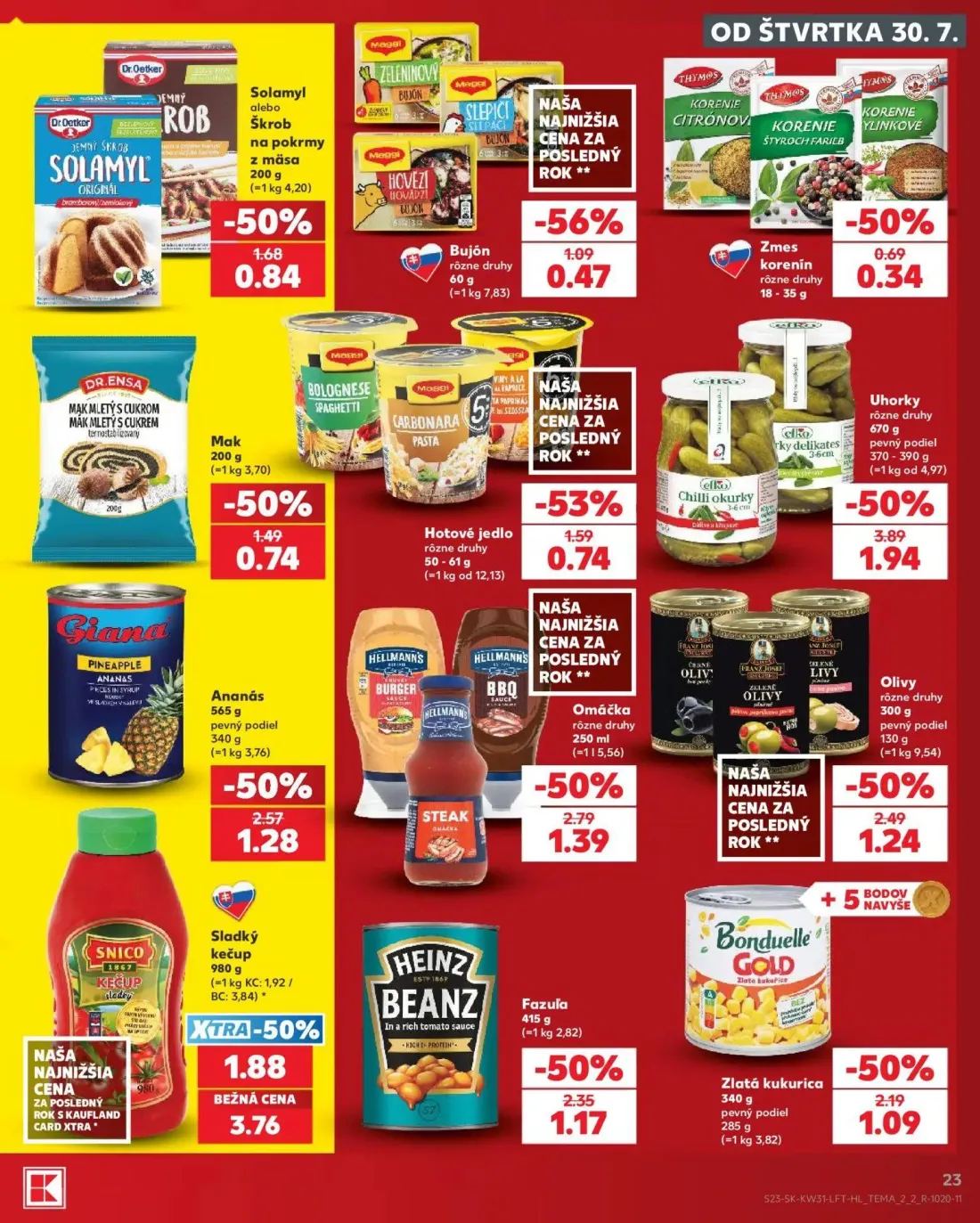 Kaufland leták, strana 23 z 74 — Uhorky, Sladký kečup, Omáčka