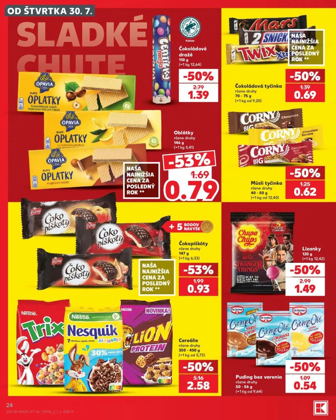 Kaufland leták, strana 24 z 74 — Cereálie, Lízanky, Čokoládové dražé
