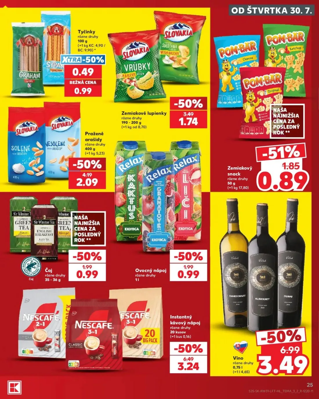 Kaufland leták, strana 25 z 74 — Víno, Instantný kávový nápoj, Pražené arašidy
