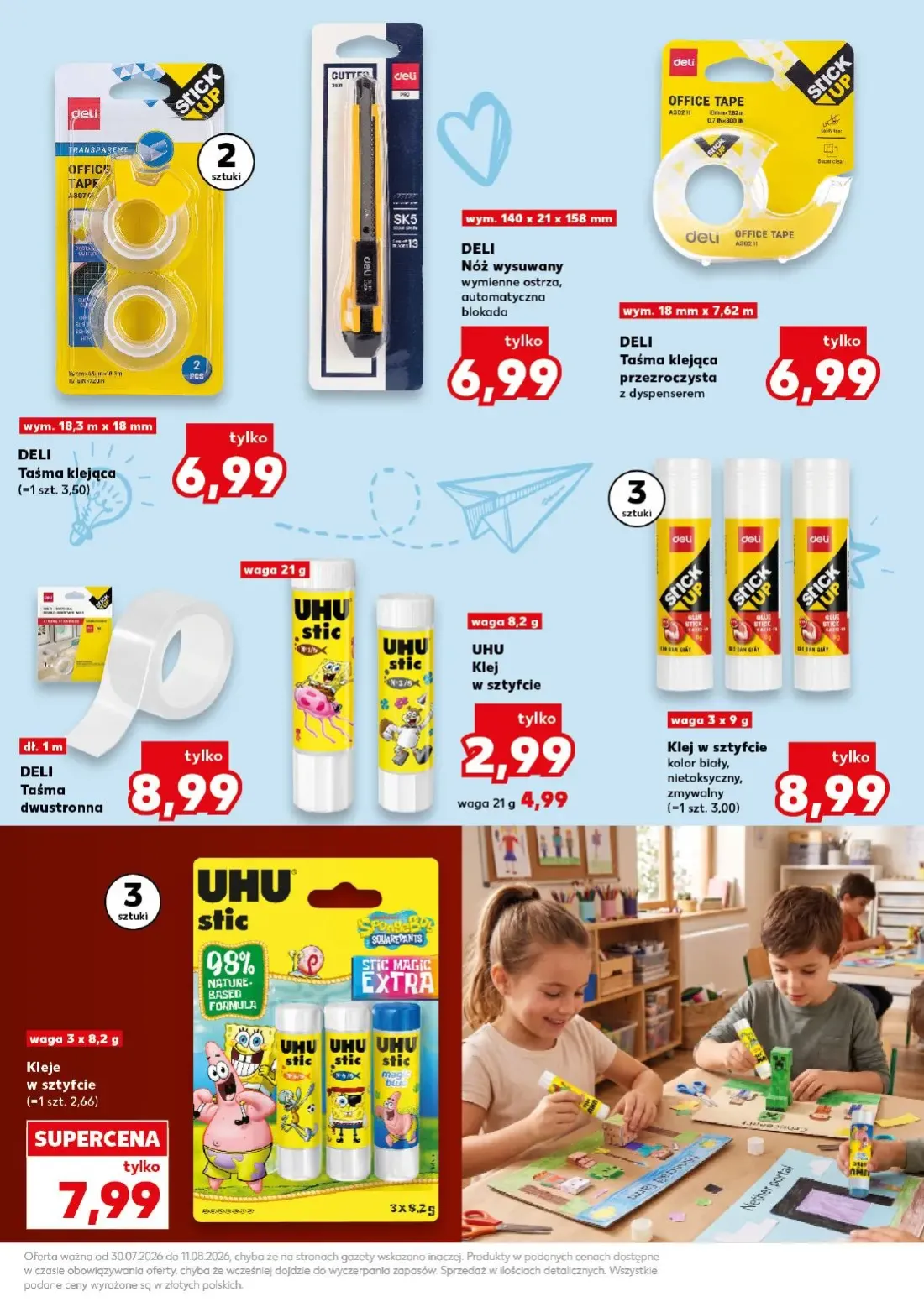 Kaufland gazetka, strona 9 z 36 — UHU Klej w sztyfcie, DELI Taśma klejąca, DELI Nóż wysuwany