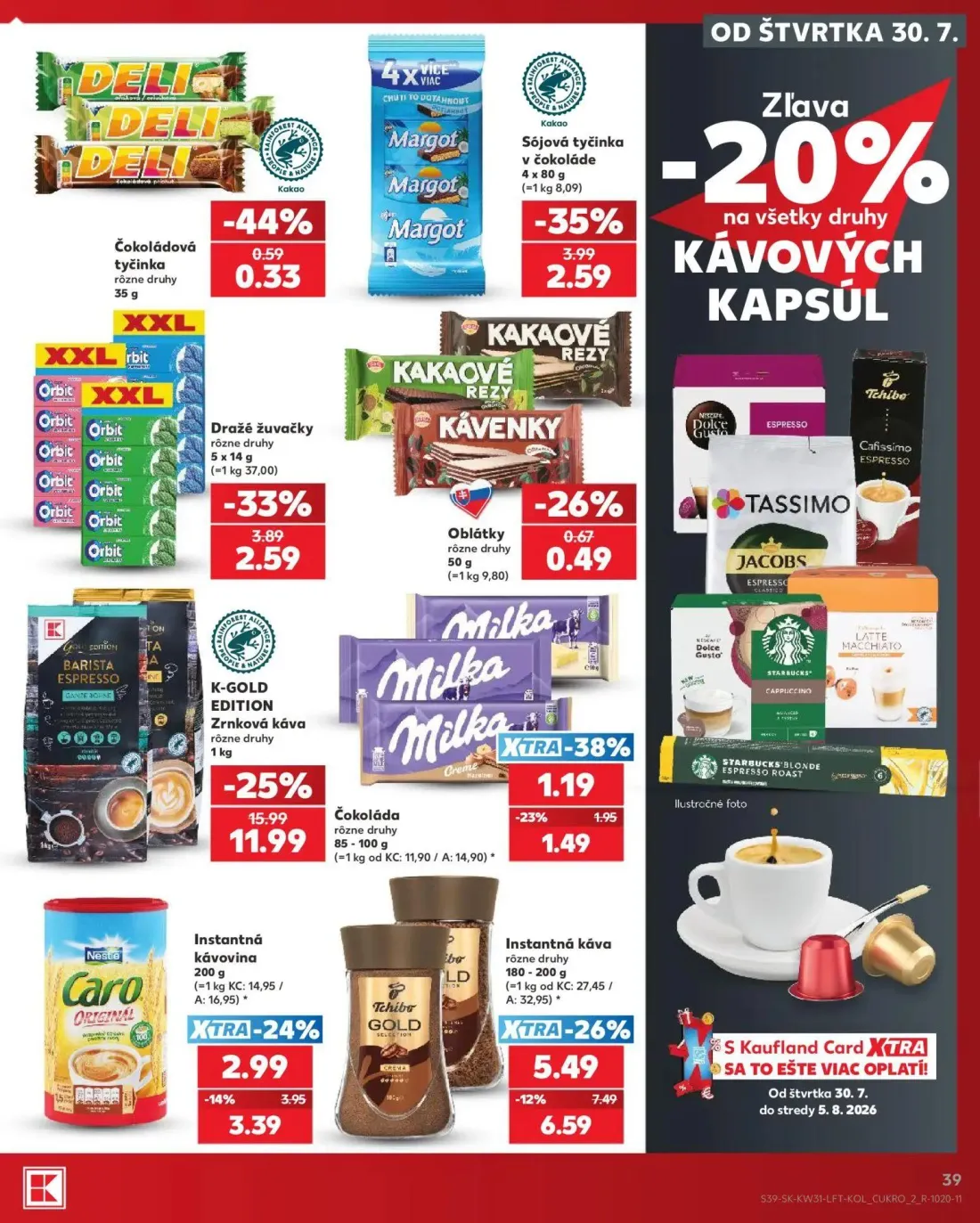 Kaufland leták, strana 39 z 74 — K-GOLD EDITION Zrnková káva, Instantná káva, Sójová tyčinka v čokoláde