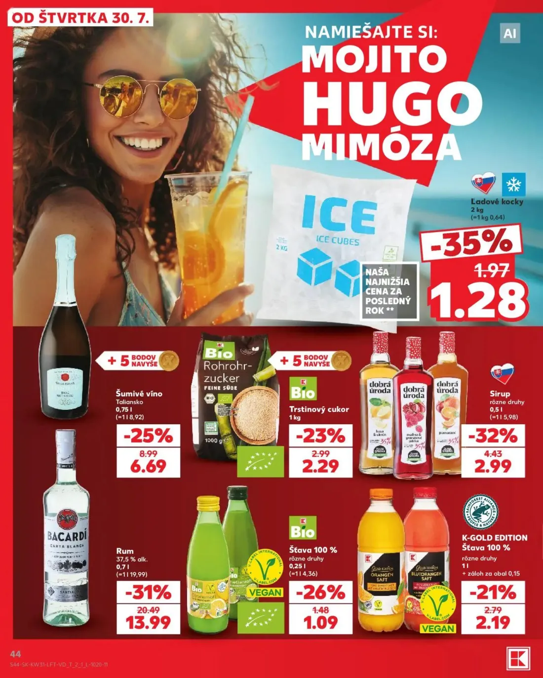 Kaufland leták, strana 44 z 74 — Rum, Šumivé víno, Sirup