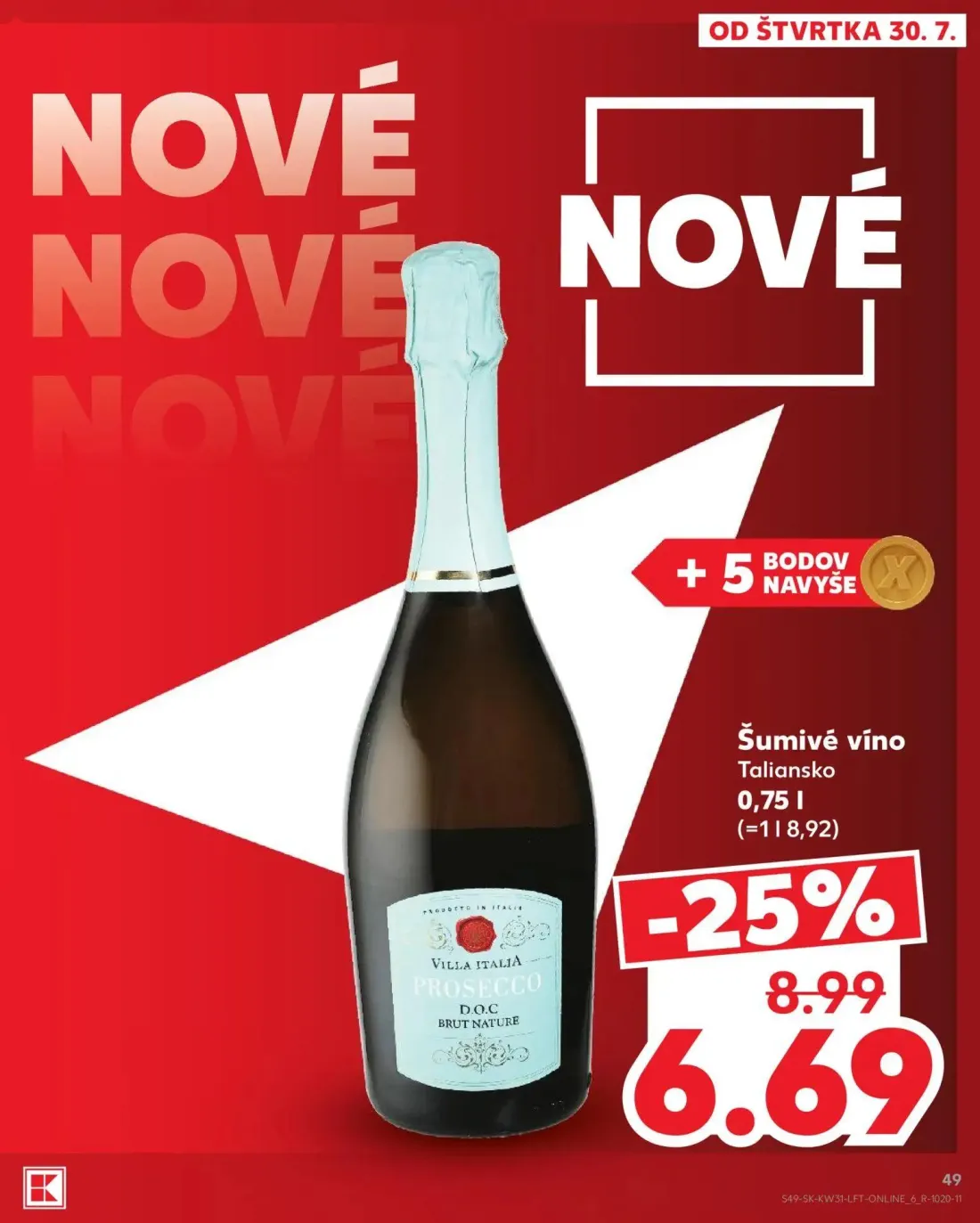 Kaufland leták, strana 49 z 74 — Šumivé víno Villa Italia Prosecco D.O.C Brut Nature