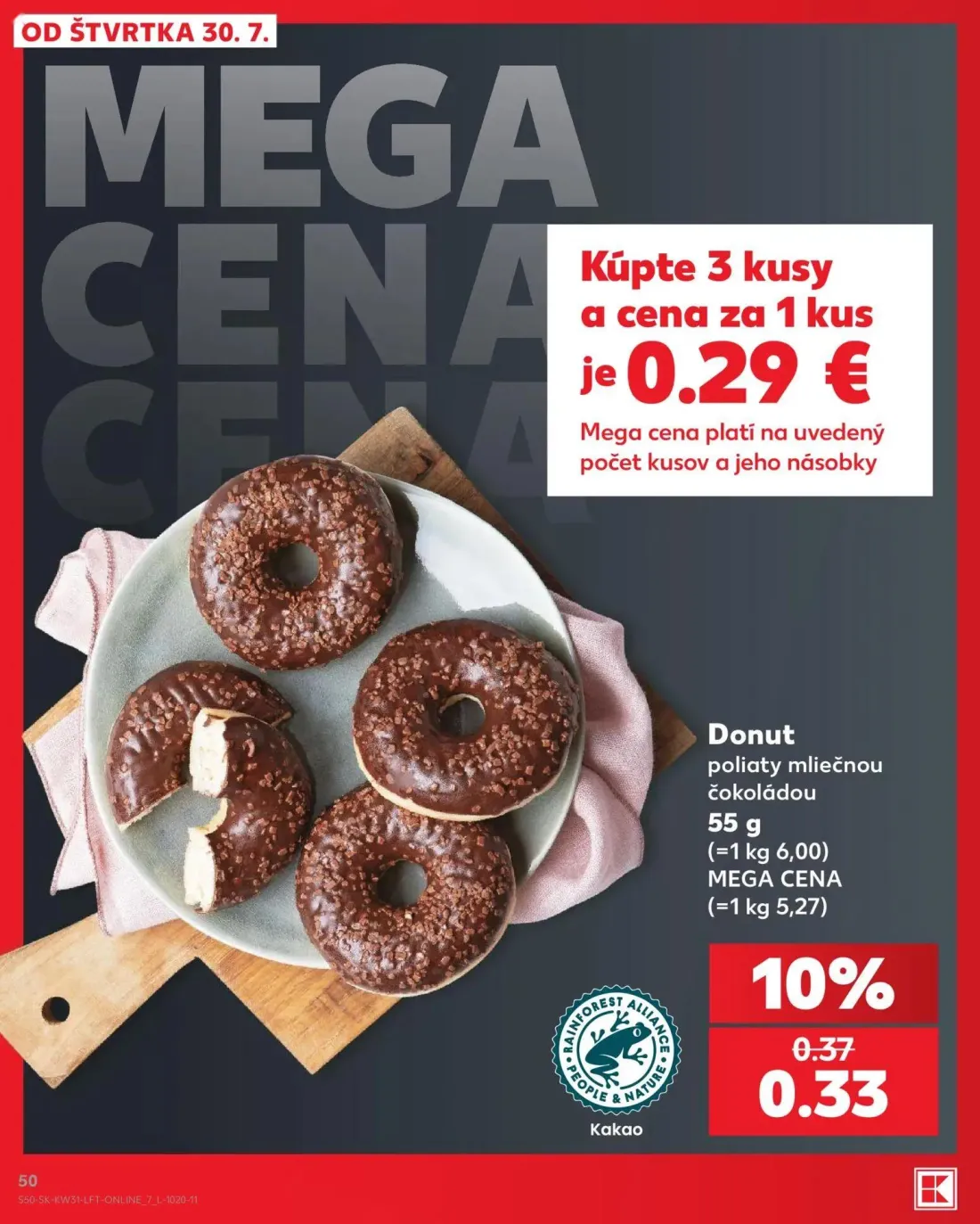Kaufland leták, strana 50 z 74 — Donut poliaty mliečnou čokoládou