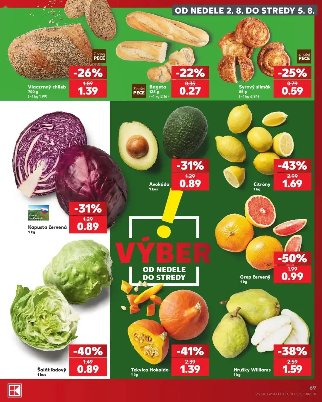 Kaufland leták, strana 69 z 74 — Citróny, Grep červený, Tekvica Hokaido