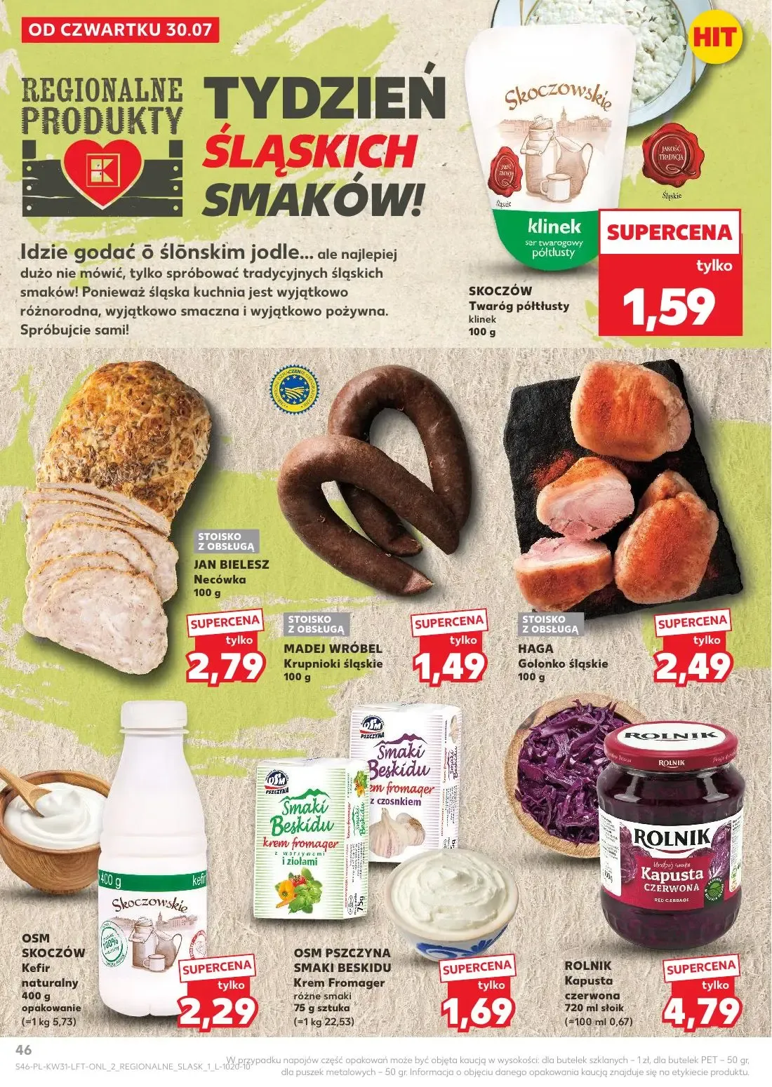 Kaufland gazetka, strona 46 z 68 — Twaróg półtłusty klinek, Necówka, Krupnioki śląskie