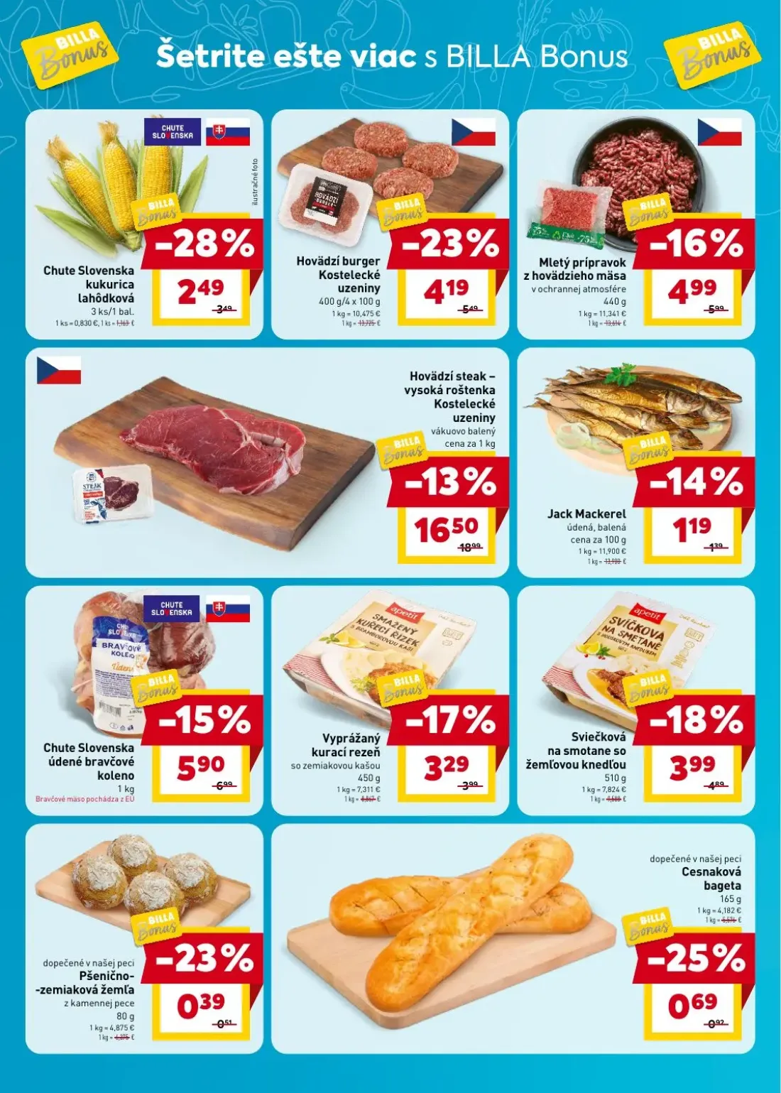Billa leták, strana 2 z 7 — Hovädzí steak - vysoká roštenka Kostelecké uzeniny, Hovädzí burger Kostelecké uzeniny, Chute Slo…