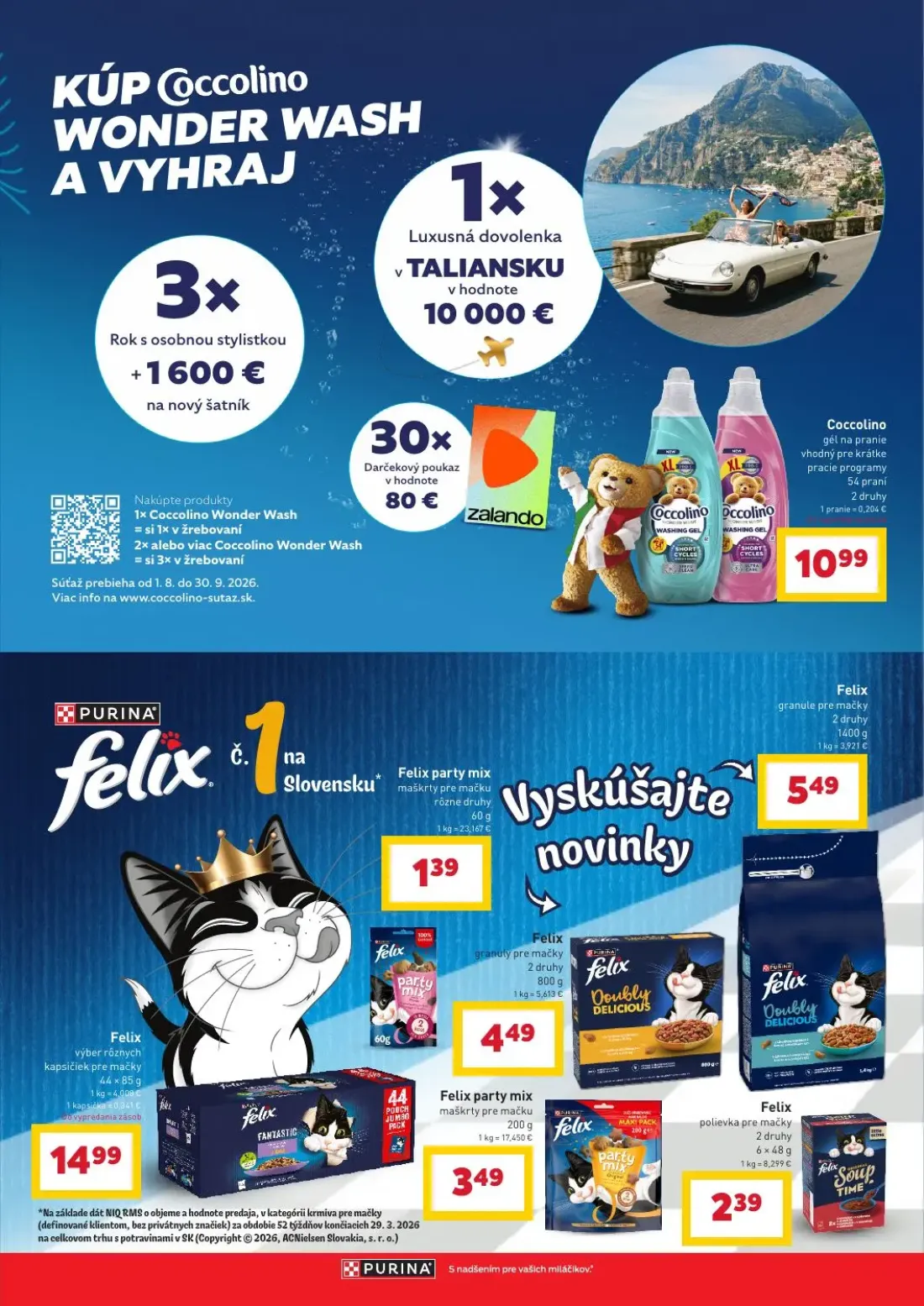 Billa leták, strana 5 z 11 — Coccolino gél na pranie, Felix party mix maškrty pre mačku, Felix granule pre mačky