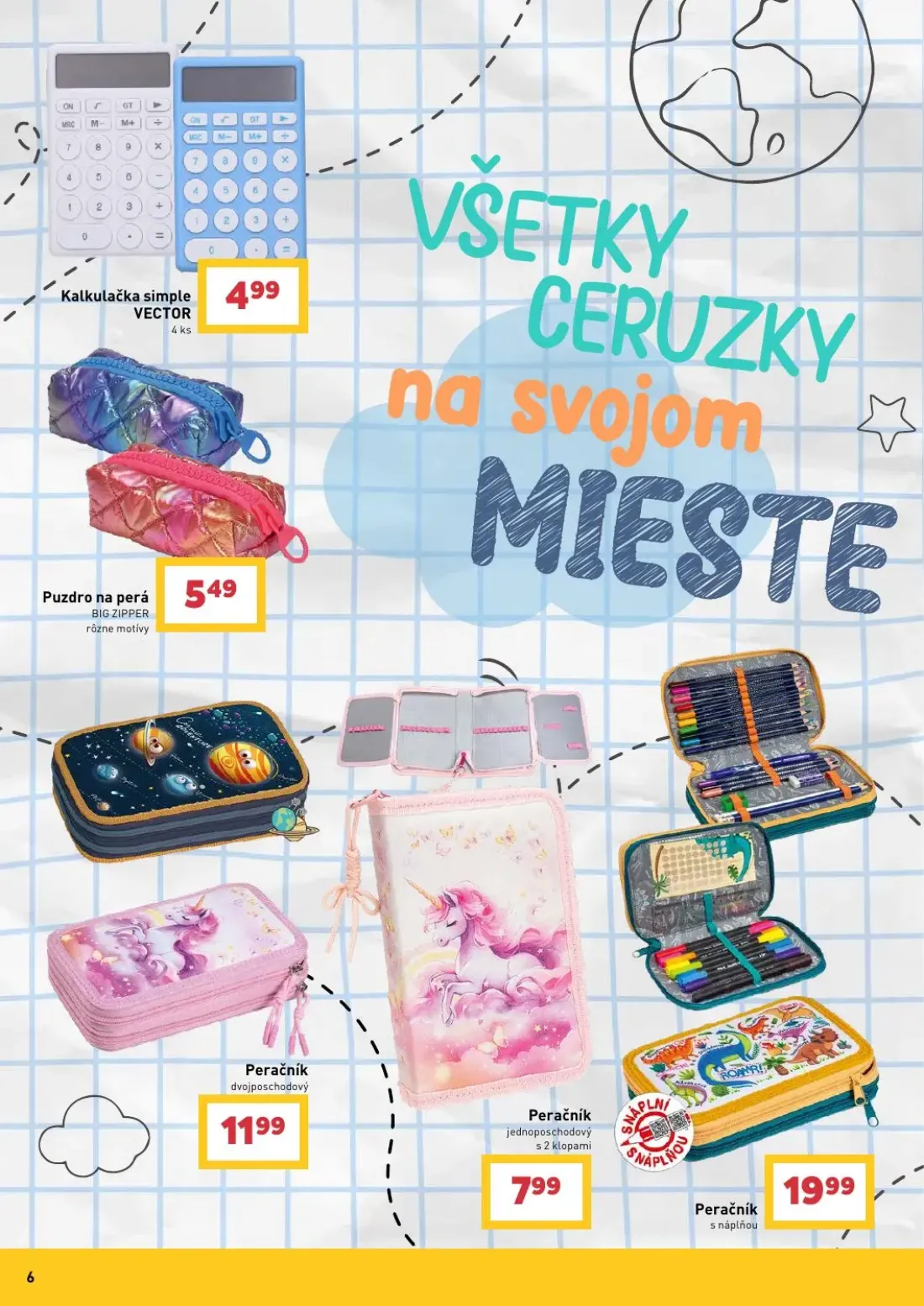 Billa leták, strana 6 z 25 — Kalkulačka simple VECTOR, Puzdro na perá BIG ZIPPER, Peračník dvojposchodový